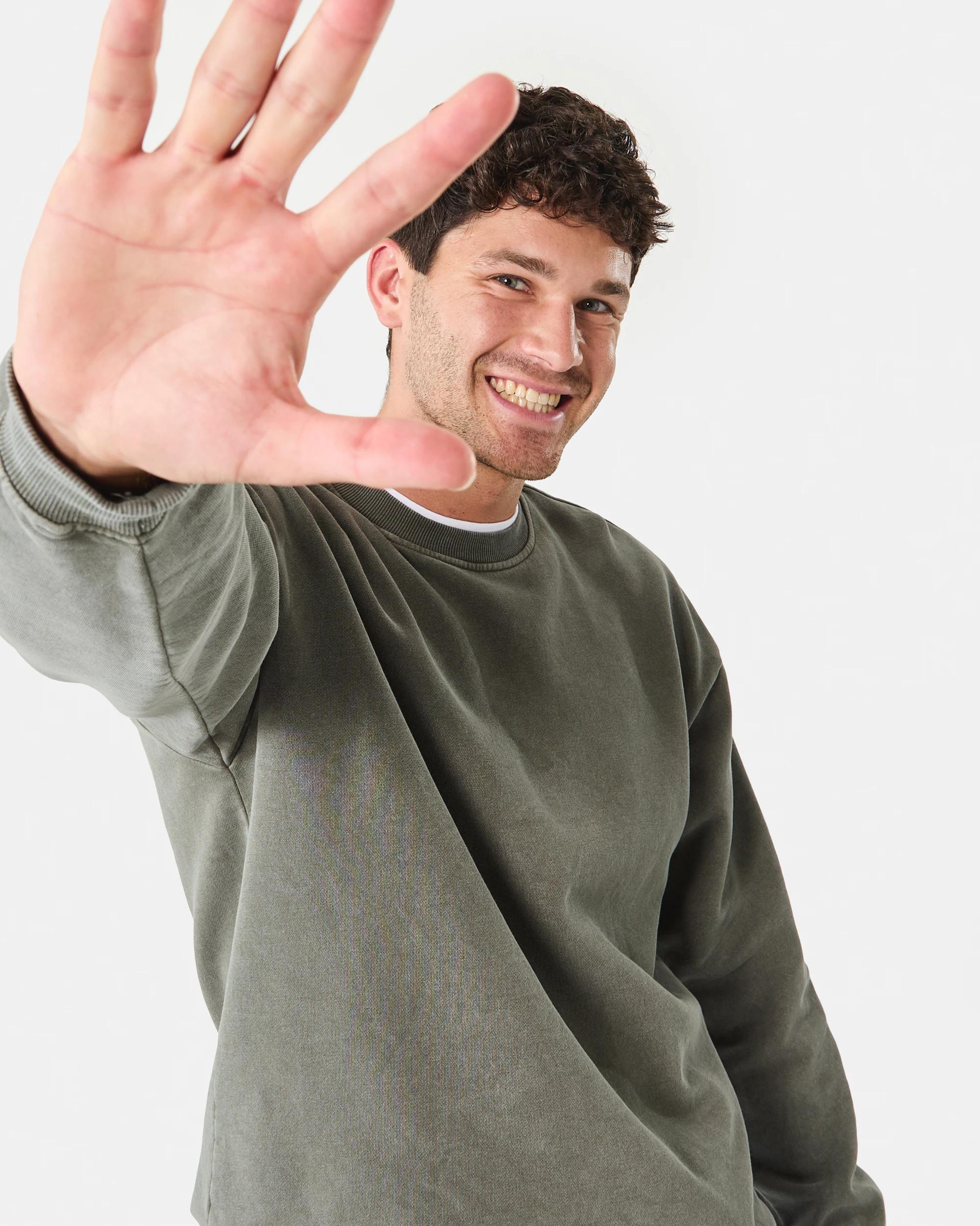 8 Garment Dyed Crew Neck Sweatshirt Grn Smkolv, 8 of 8