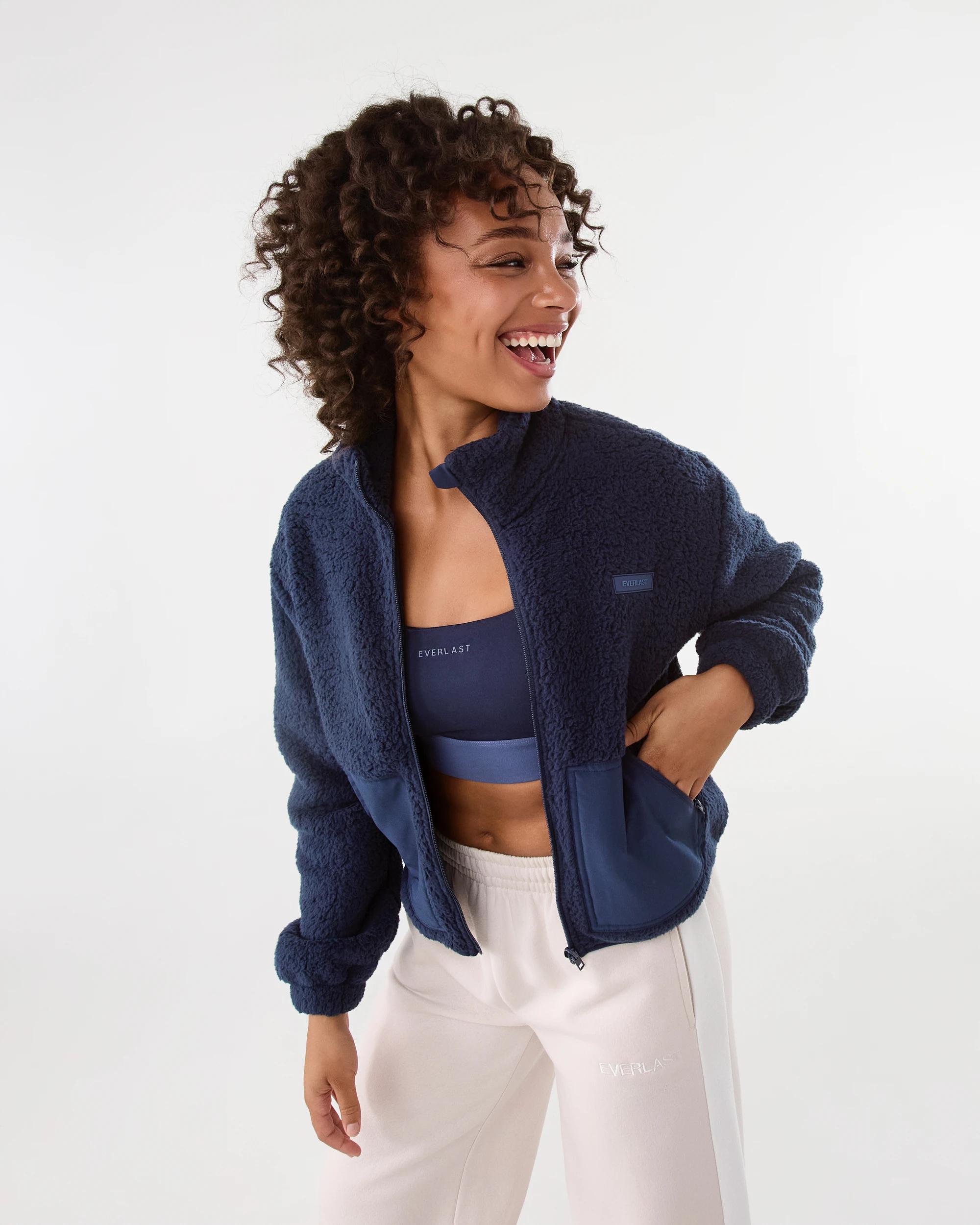 1 Everlast Womens Sherpa Bomber Jacket Mood Indgo, 1 of 9