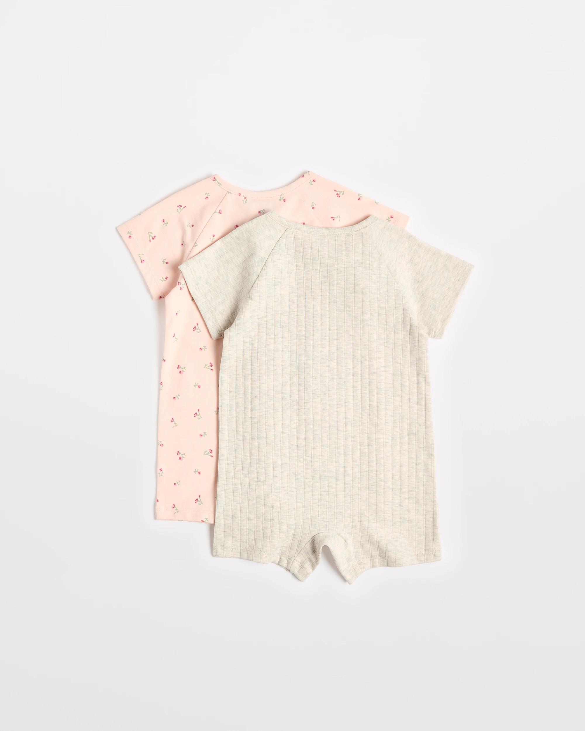 4 Target Baby Organic Cotton Zip Romper 2 Pack PINK DAISY/PINK MARLE, 4 of 4