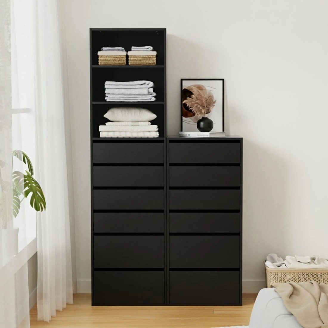 7 Artiss 6 Chest of Drawers Dresser Tallboy - Black, 7 of 8