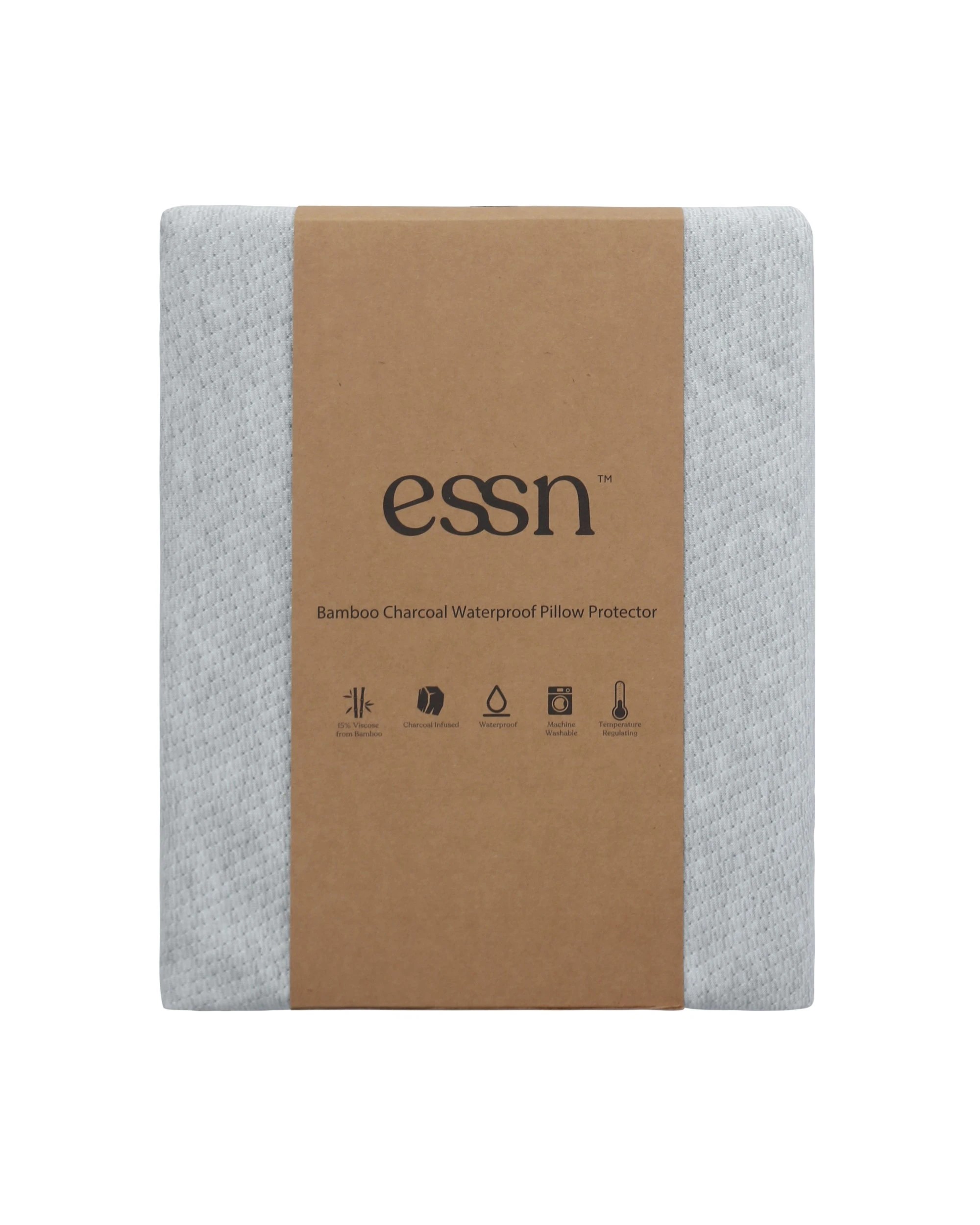 9 ESSN Bamboo Charcoal Waterproof Pillow Protector Twin Pack Standard Size 48 x 73cm - Charcoal, 9 of 9