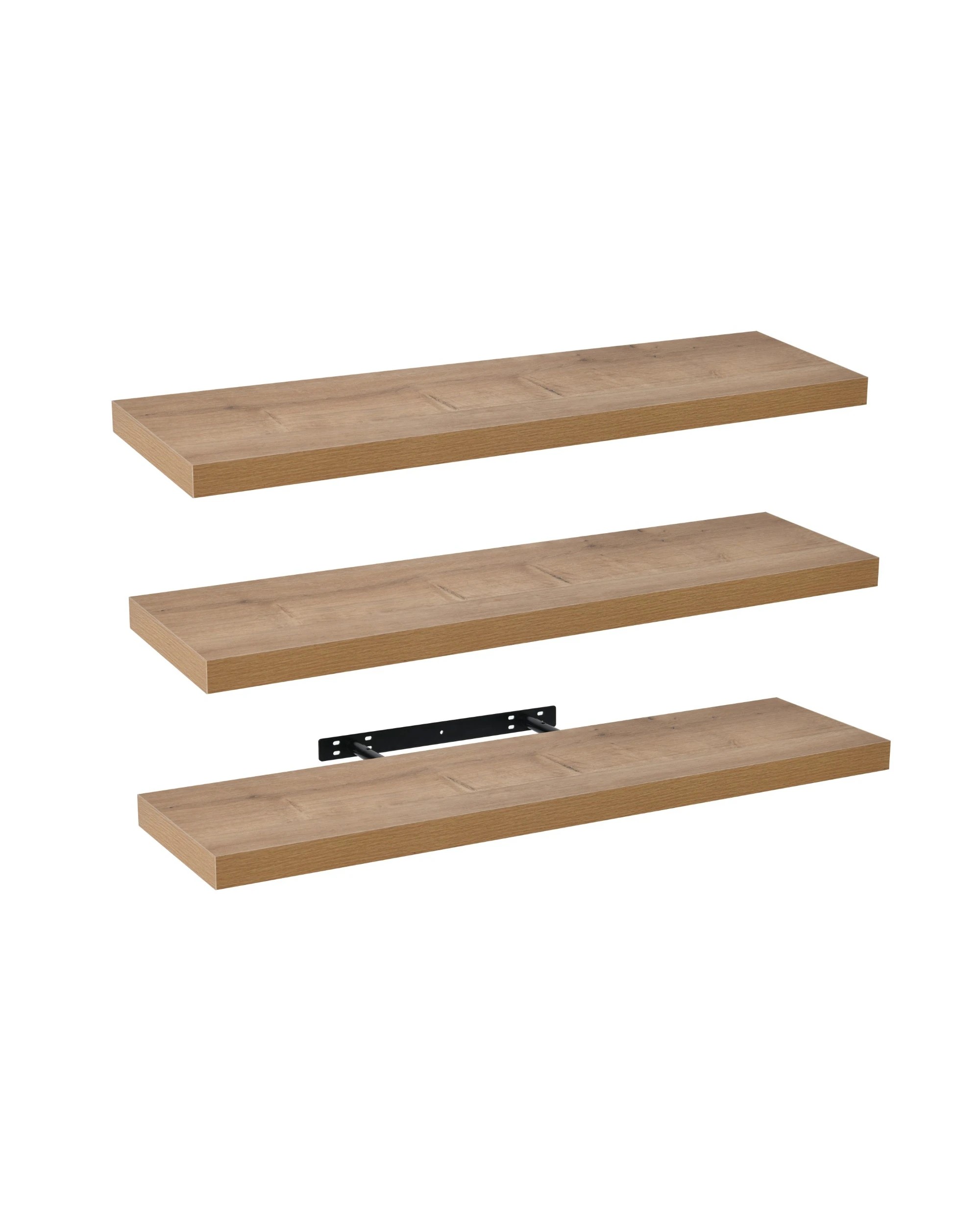 3 Takara Seiso Floating Wall Shelves Display Rack (Set of 3) Large 90cm - Honey Oak, 3 of 10