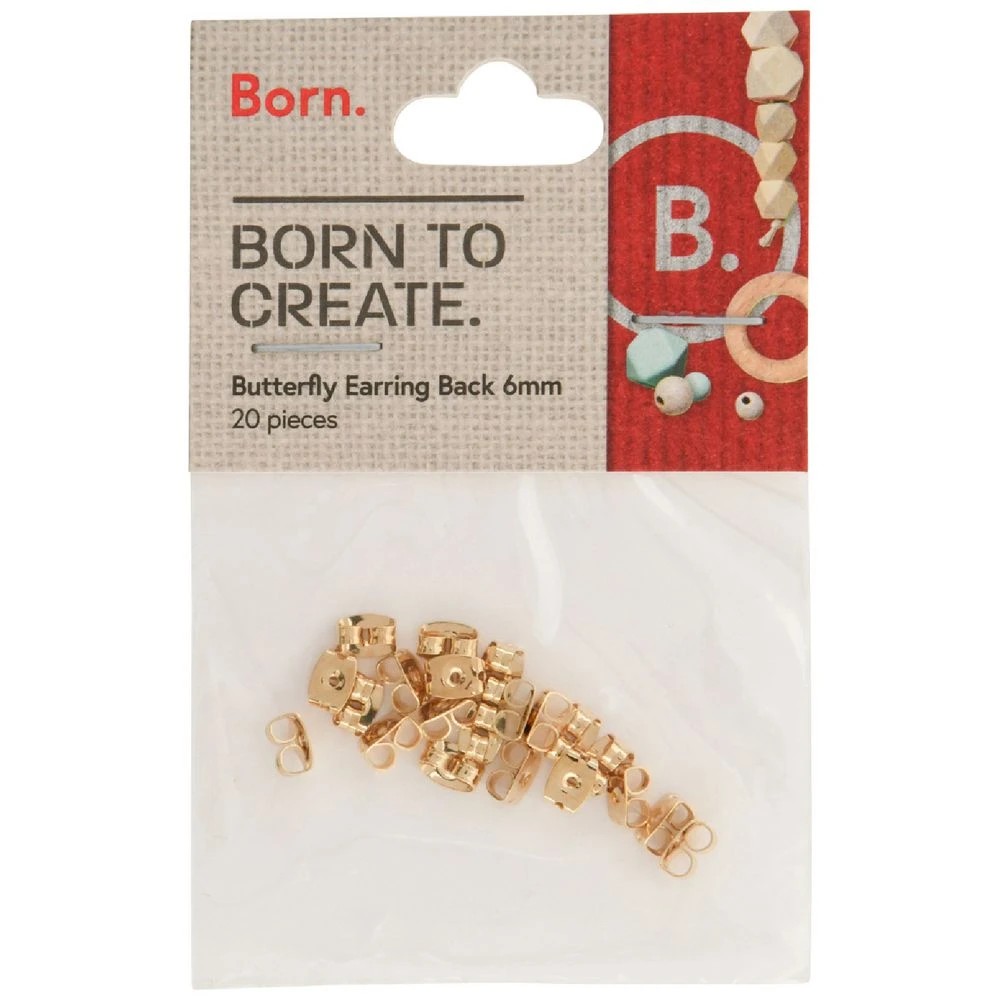 1 Born Butterfly Earring Backs Gold 20 Pieces, 1 of 2