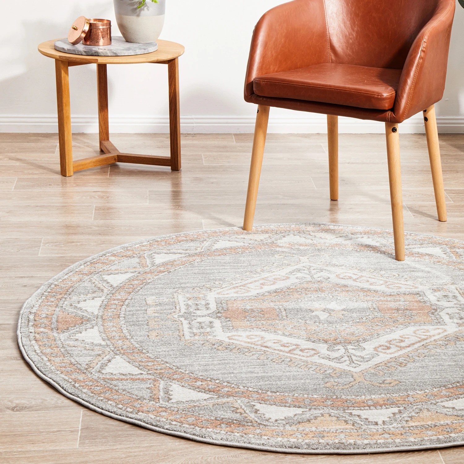4 Common Ground Rugs Elite Caitlen 240x240cm - Large Round Power Loomed Pet Friendly Rug - Silver, 4 of 9
