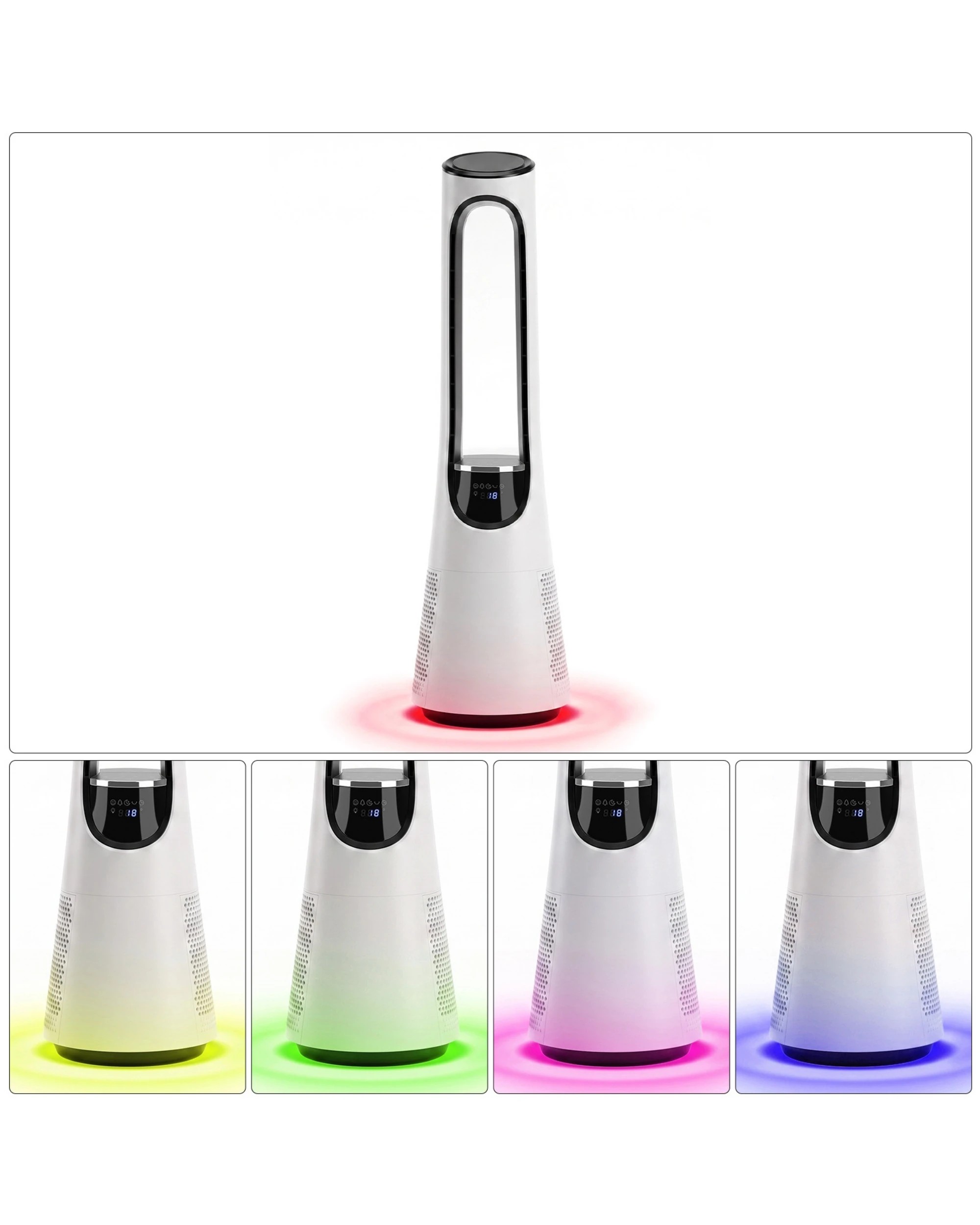 6 Yopower 97CM Bladeless Tower Fan with RGB Light 20-Speed 120° Oscillating Remote - White, 6 of 8