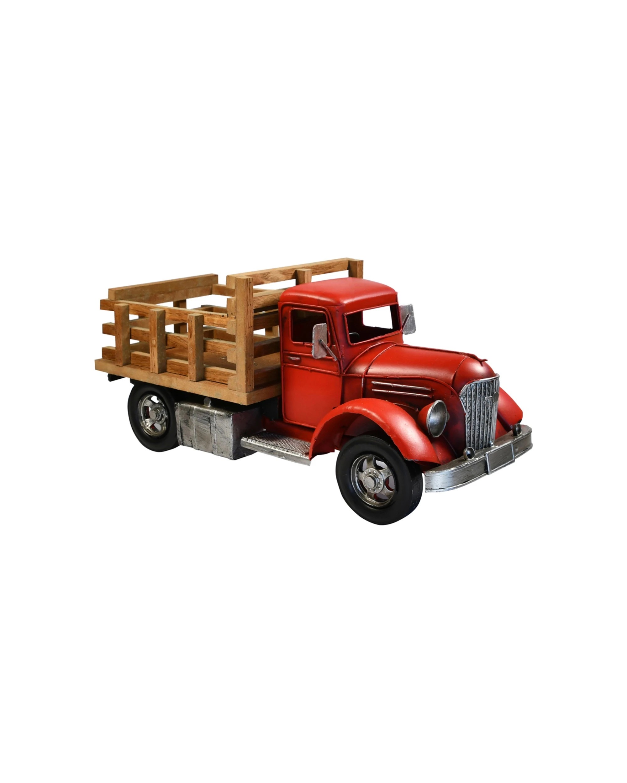 1 Auto Petit Farm Truck Metal Decorative Ornament Handmade Hand Painted - Red, 1 of 1