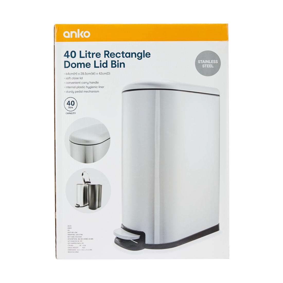 10 40 Litre Rectangle Dome Lid Bin, 10 of 10