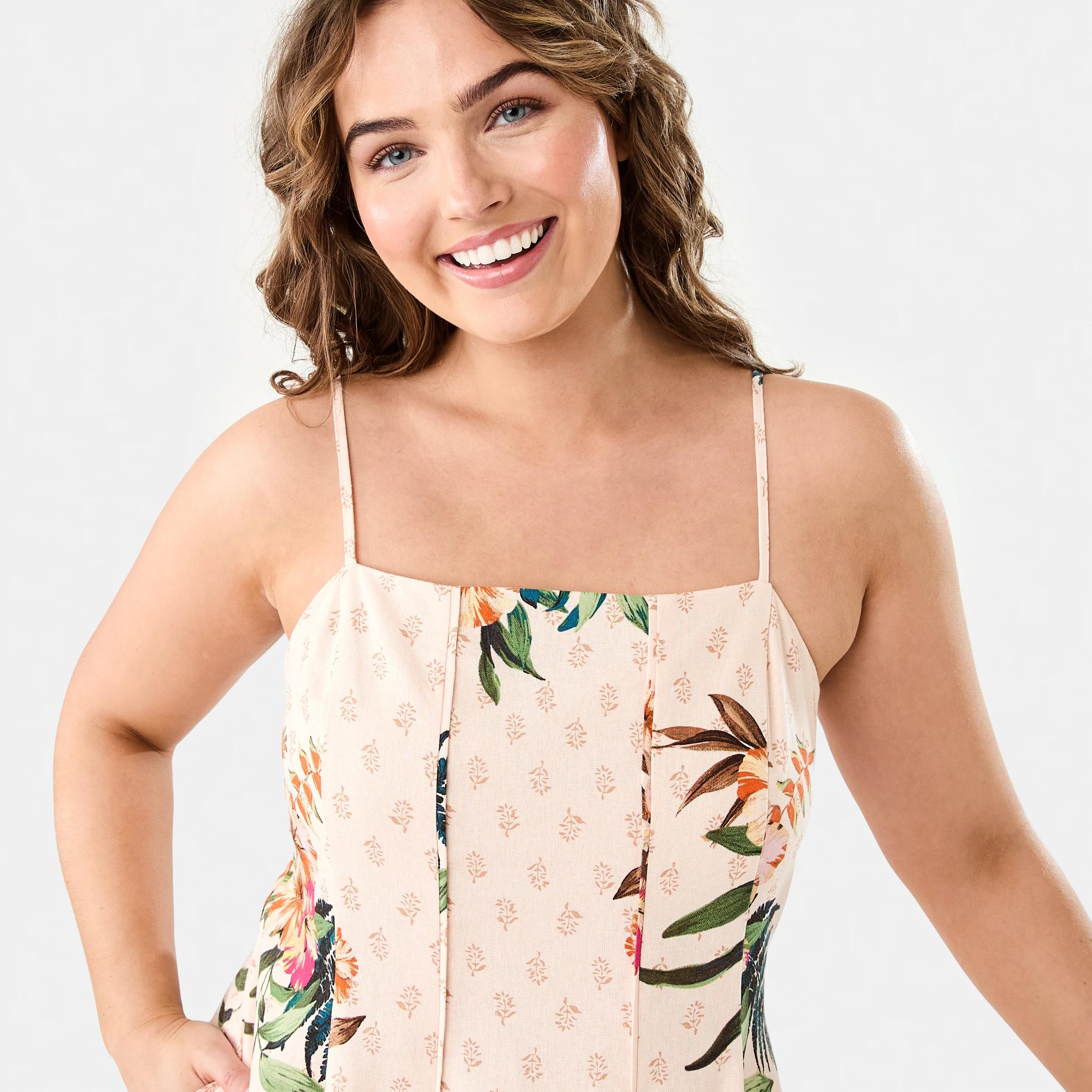 5 Sleeveless Pintuck Linen Blend Mini Dress Boho Trop, 5 of 9