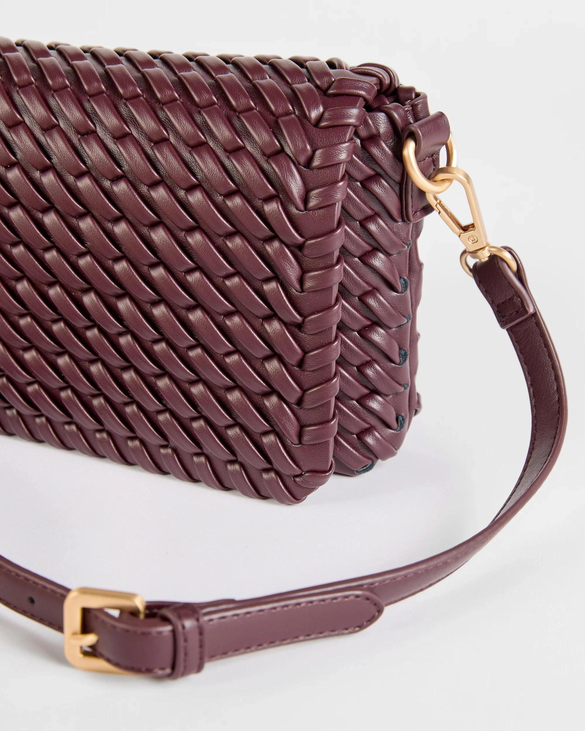 2 Target PU Weave Crossbody Bag BURGUNDY, 2 of 2