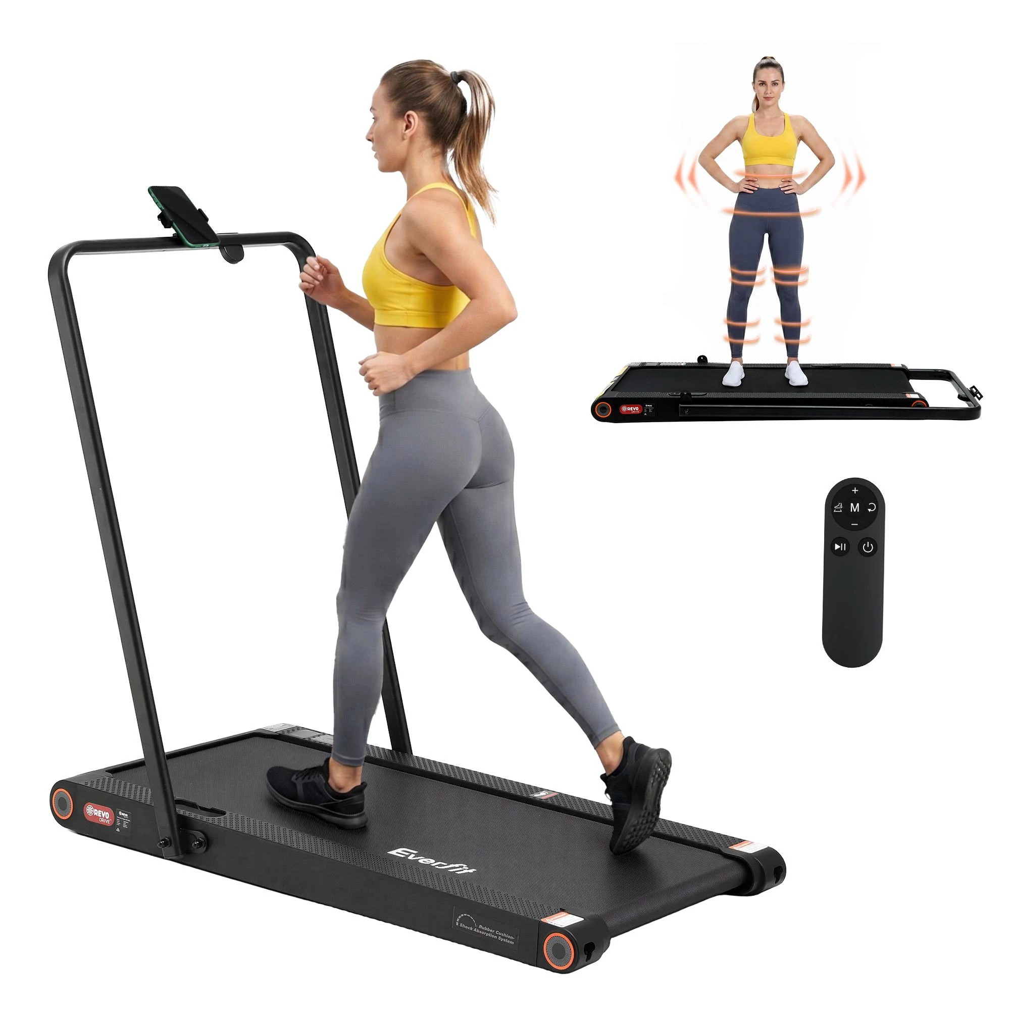 4 Everfit 4 in 1 Vibration Walking Pad Treadmill Under Desk Treadmills for Home Gym with App Control - Black, 4 of 4