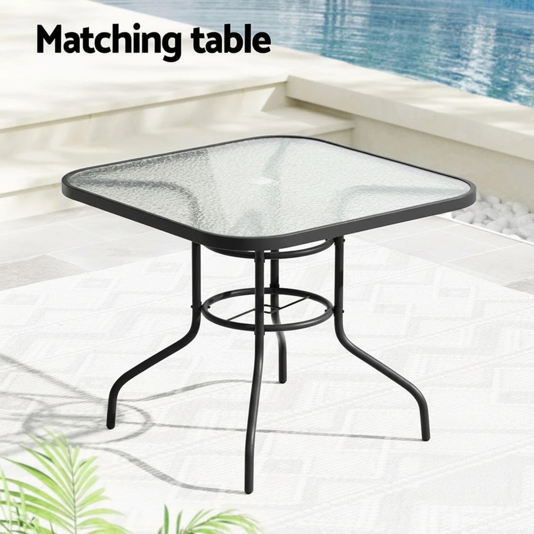 5 Gardeon Outdoor Dining Set 5 Piece Steel Stackable Chairs Table Patio - Black, 5 of 5