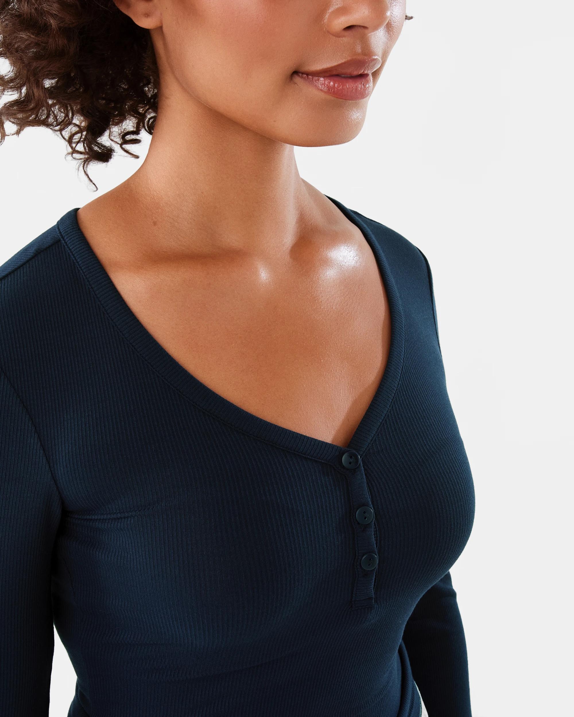 6 Long Sleeve Henley Top Navy Blaze, 6 of 7