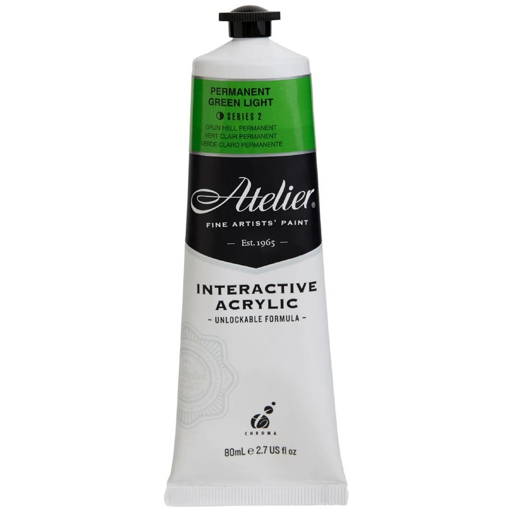 1 Atelier Interactive Artist Acrylic 80mL Perm Green Light S2, 1 of 4