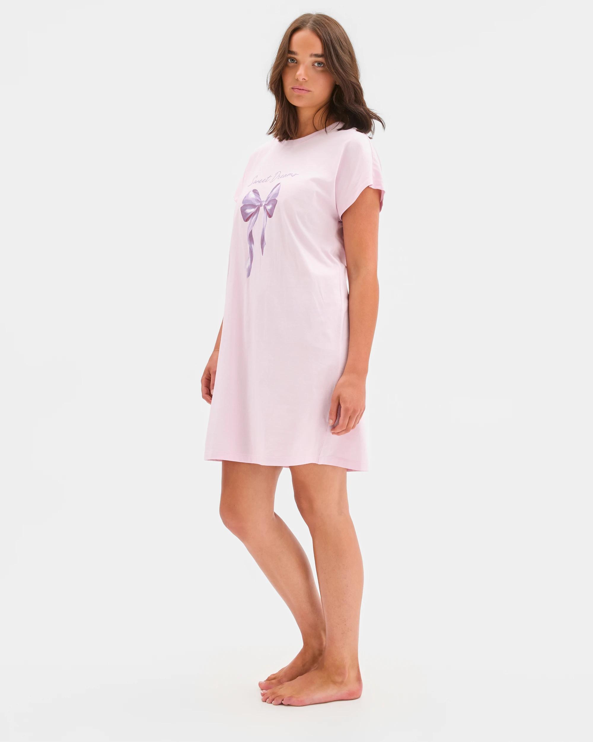 3 Target Woman Australian Cotton T-Shirt Nightie PINK BOW, 3 of 5