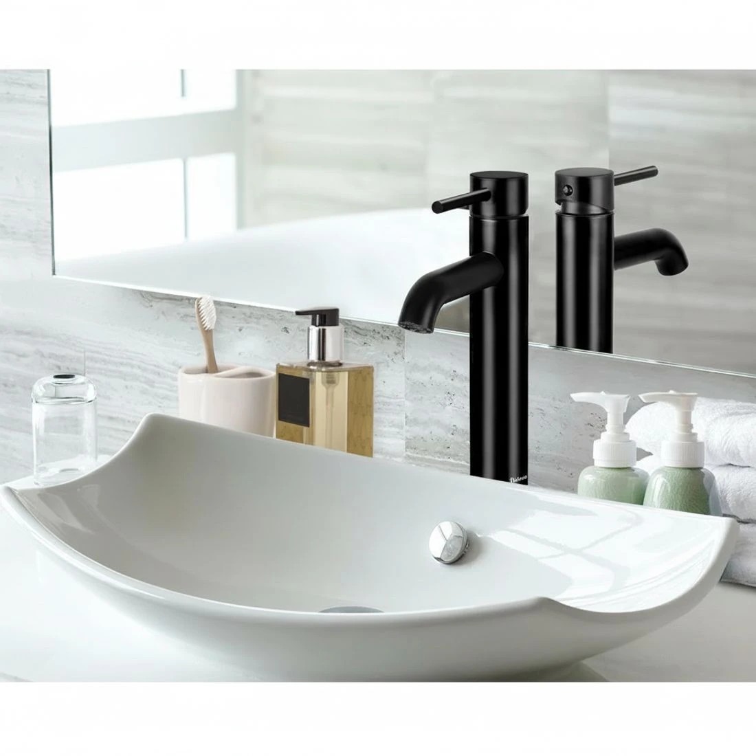 4 Cefito Bathroom Basin Mixer Tap Round Tall Faucet Vanity Laundry - Black, 4 of 7