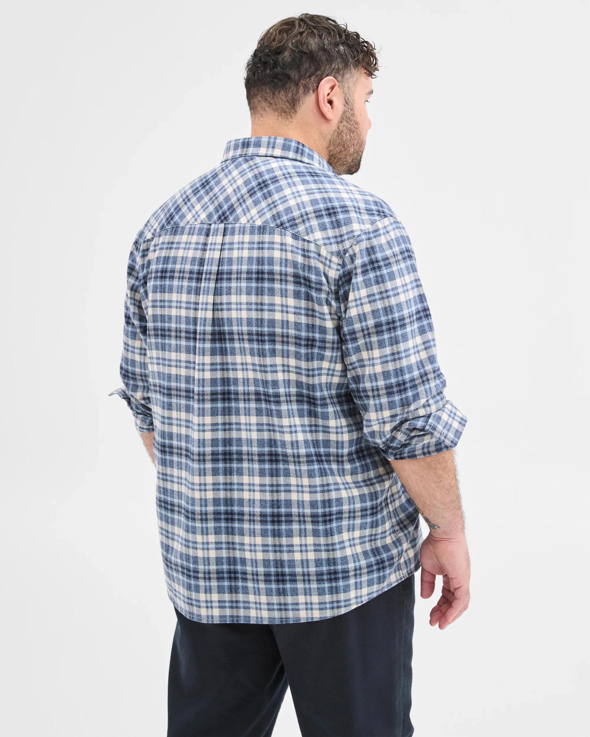 4 Target Man Plus Plus Size Australian Cotton Long Sleeve Flannelette Shirt BLUE, 4 of 6