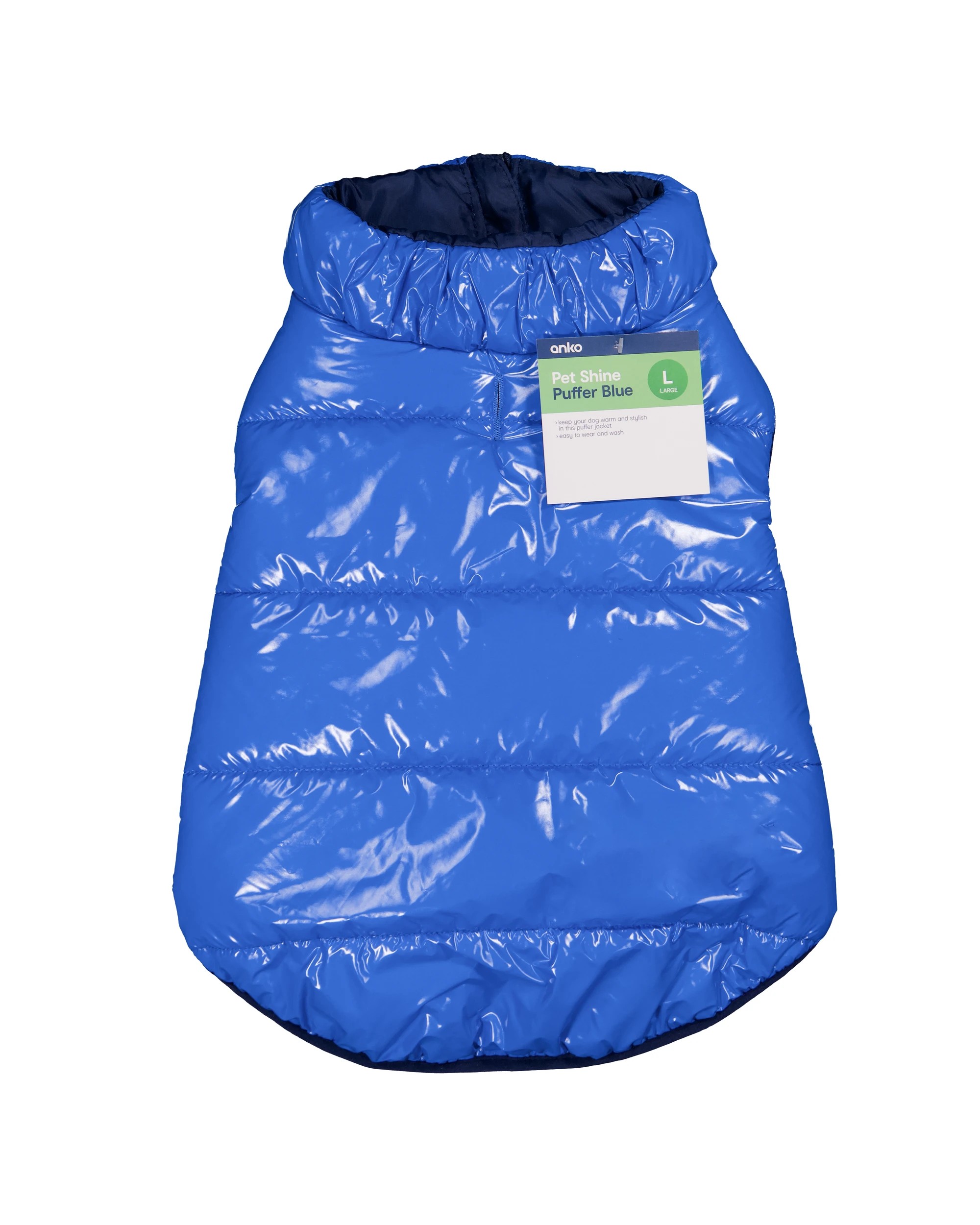 10 Pet Shine Puffer - Large, Blue and Navy, 10 of 10