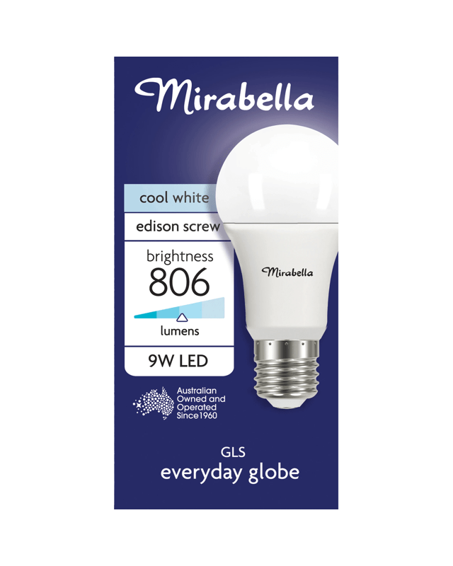 Mirabella E27 9W LED Cool White GLS Everyday G
