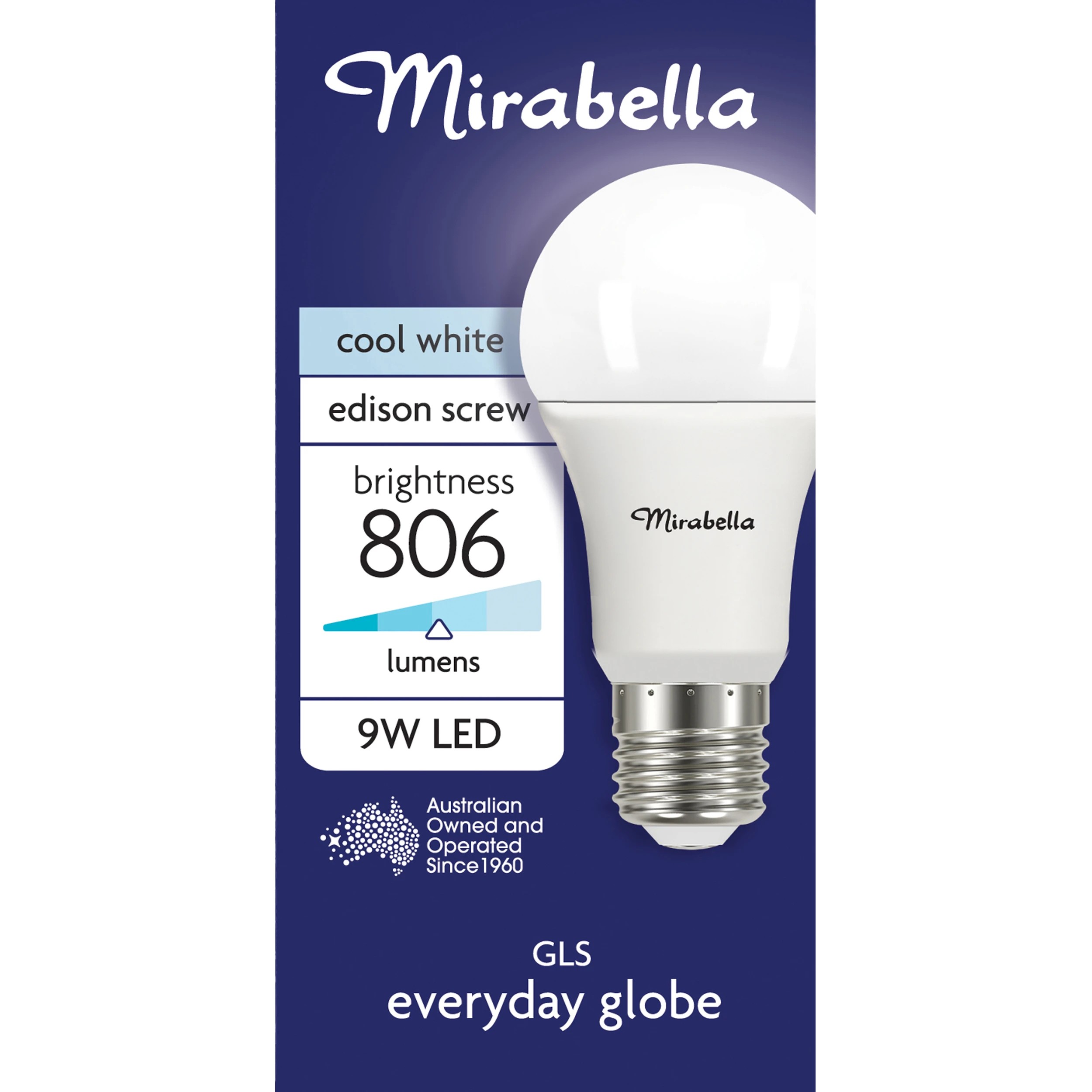 1 Mirabella E27 9W LED Cool White GLS Everyday Globe, 1 of 6