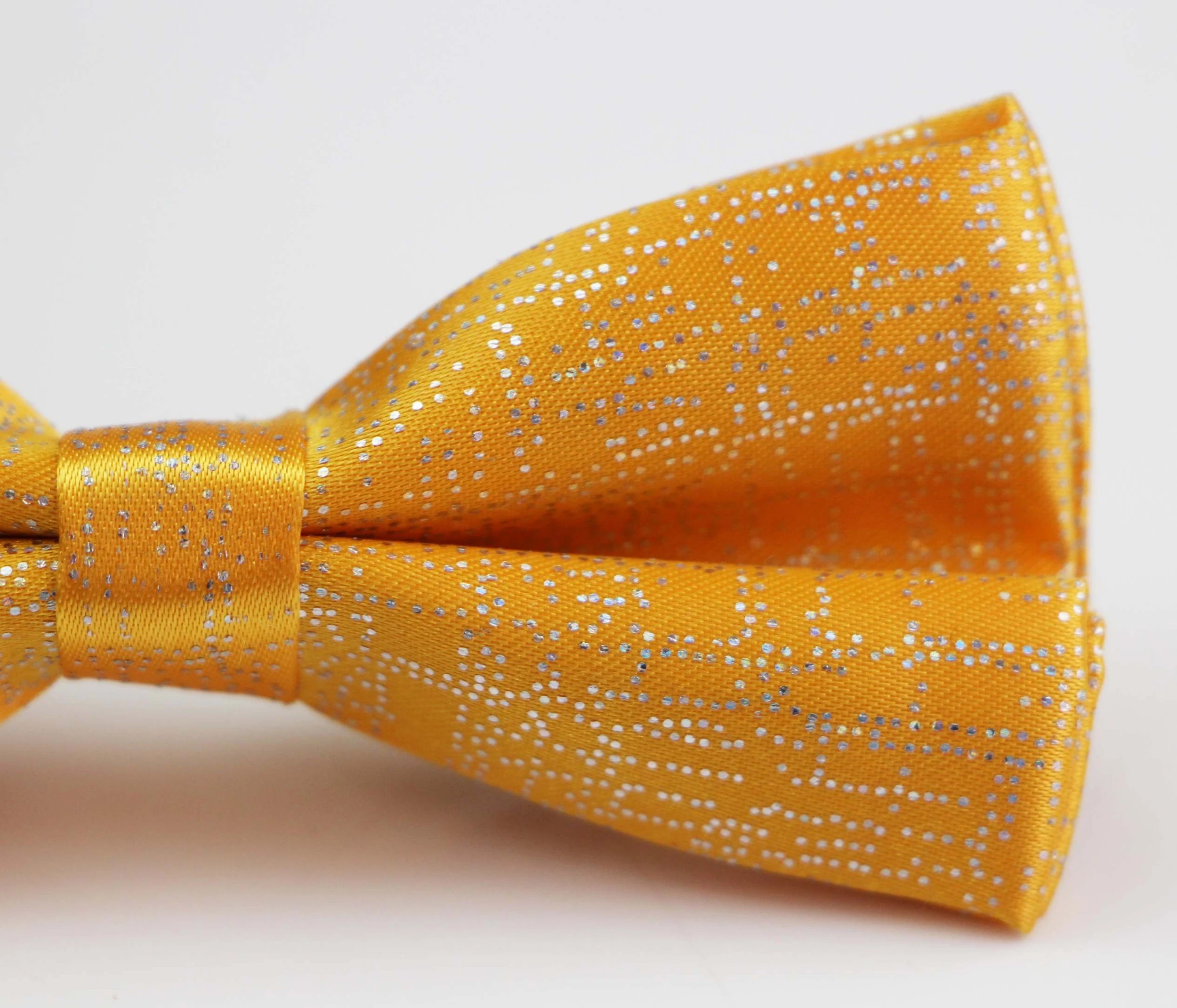 3 Zasel Mens Yellow Sparkly Glitter Patterned Bow Tie - Yellow, 3 of 4
