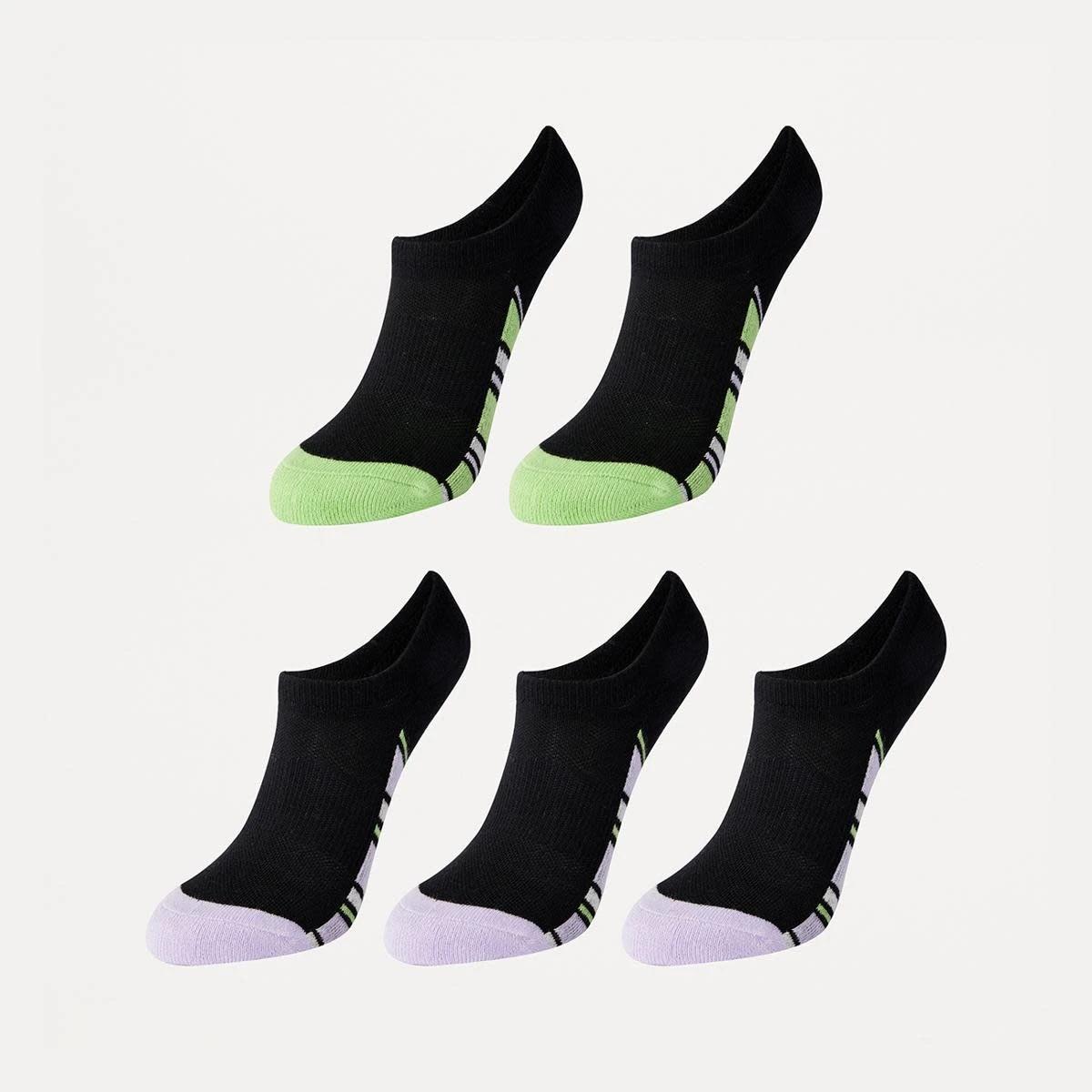 1 5 Pack Terry Sneaker Socks VARIGATED STRIPE PASTEL LILAC, 1 of 3