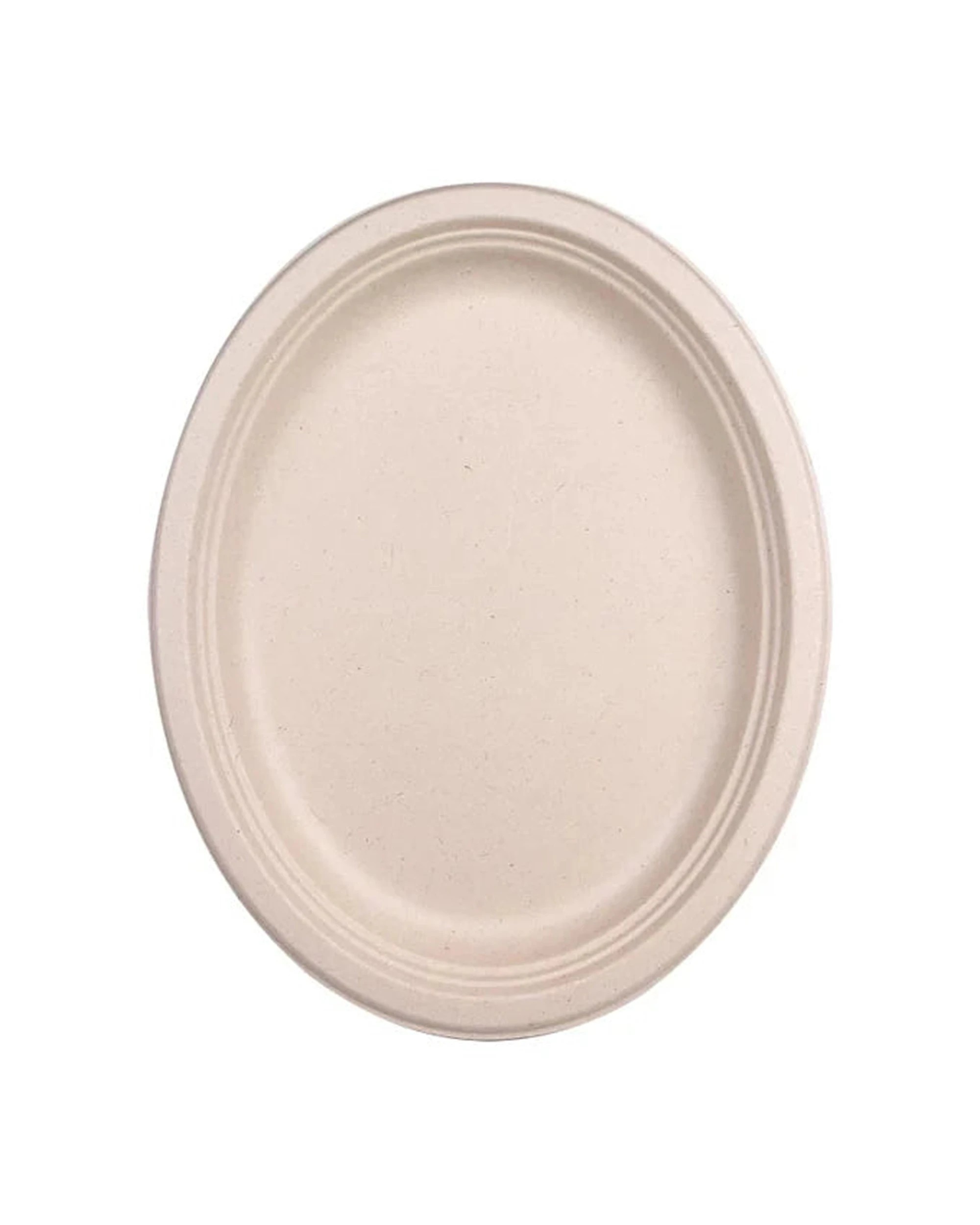 6 Eco Basics 10-Pack Microwave-Safe Biodegradable Sugarcane Dinner Plates 32 cm - Plain, 6 of 7