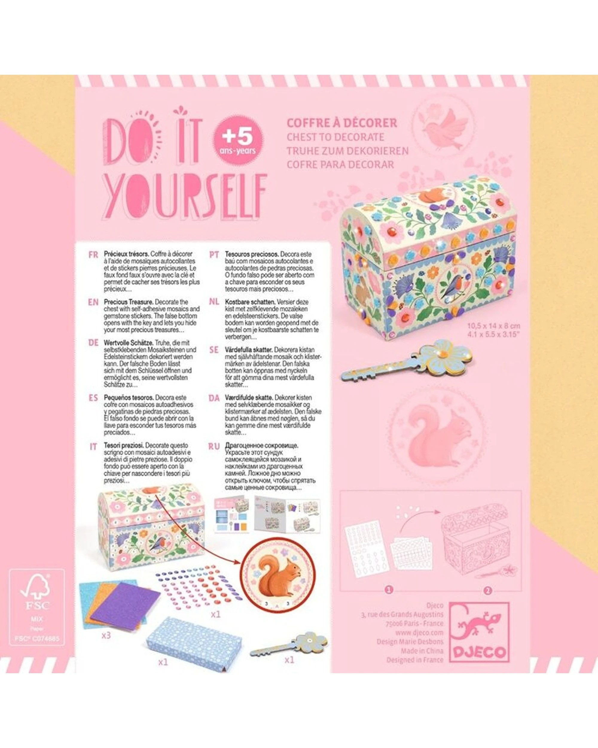 Djeco Do It Yourself Precious Treasure Chest Kids Craft Kit Sparkly ...