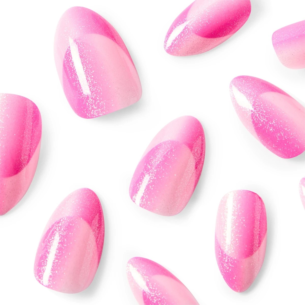 3 OXX Cosmetics 24 Pack Artificial Nails with Adhesive - Almond Shape, Pink Shimmer, 3 of 5