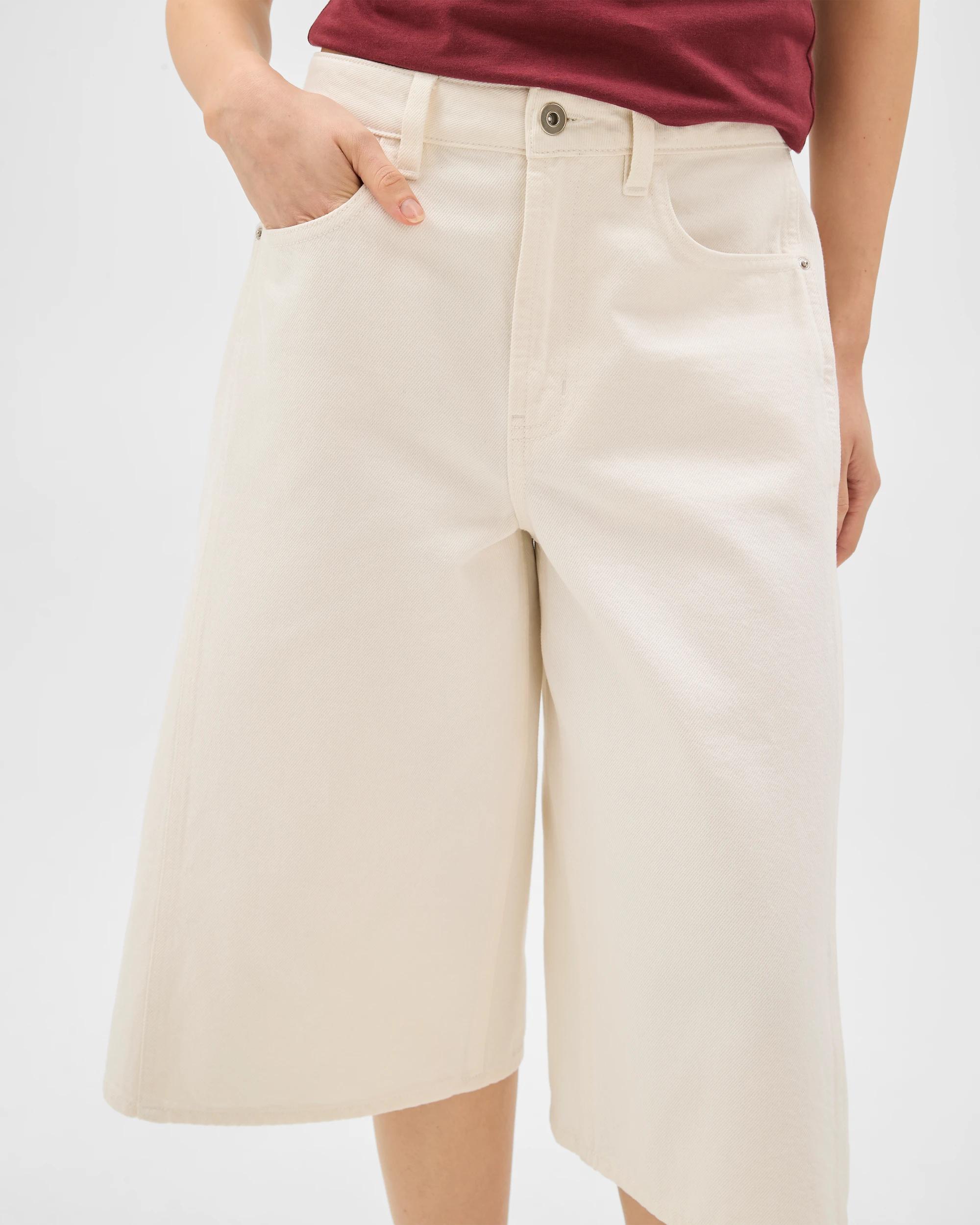 6 Lily Loves Longline Denim Bermuda Shorts ECRU, 6 of 7