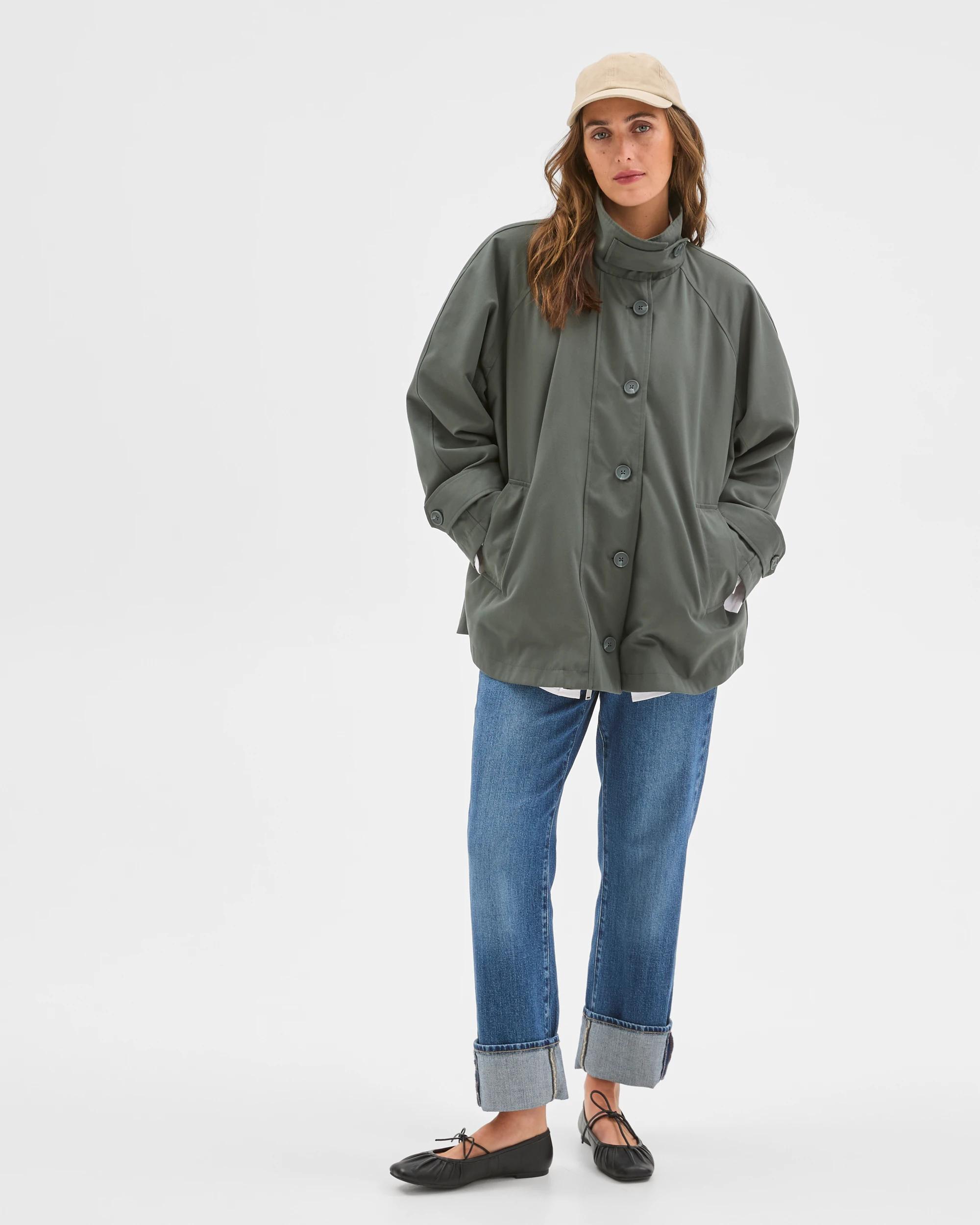 2 Target Woman Longline Funnel Neck Coat COAL GREEN, 2 of 7