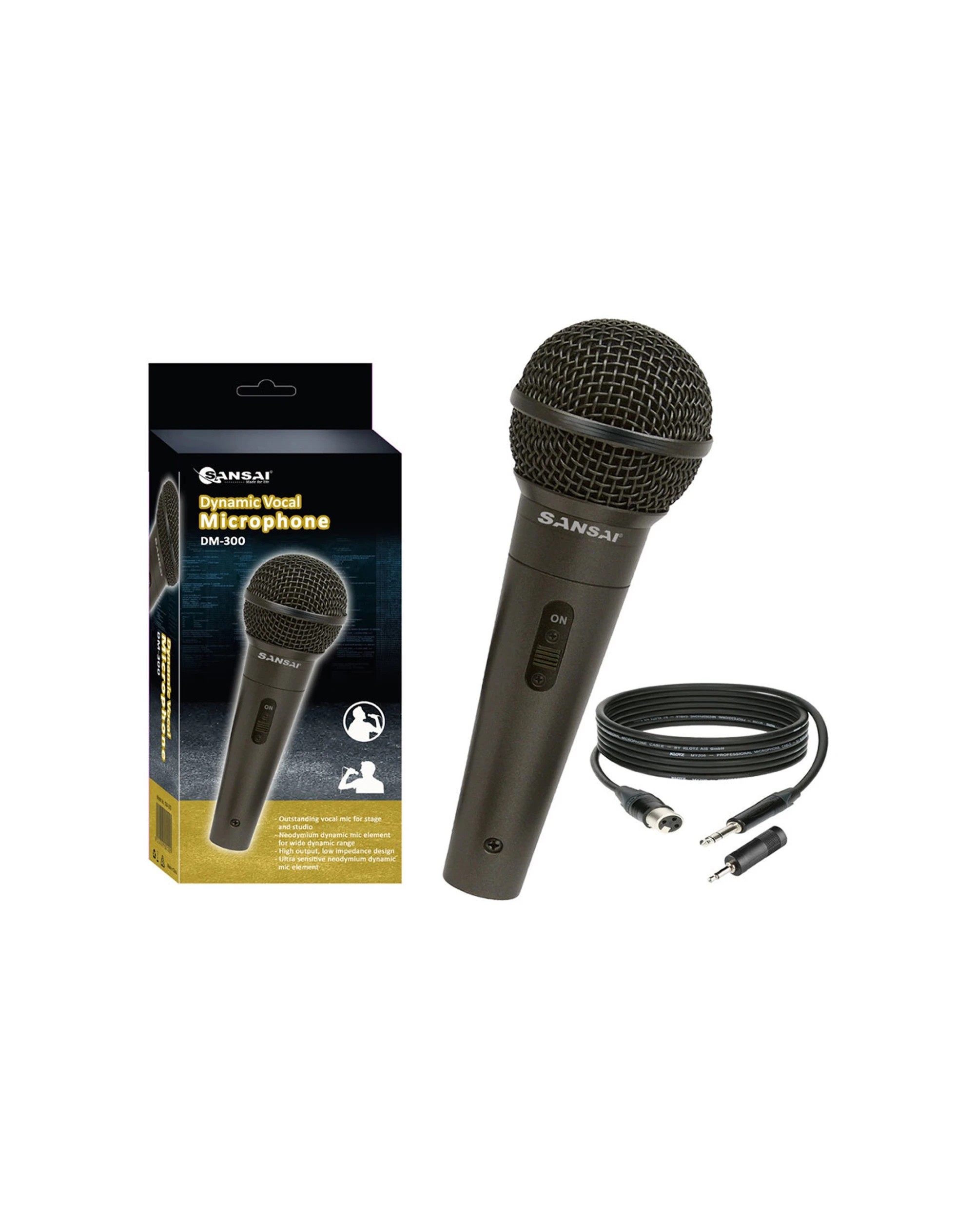 1 Sansai Dynamic Professional Vocal Microphone Corded Mic for PA Speaker Studio 3m Cable Length - Black, 1 of 3