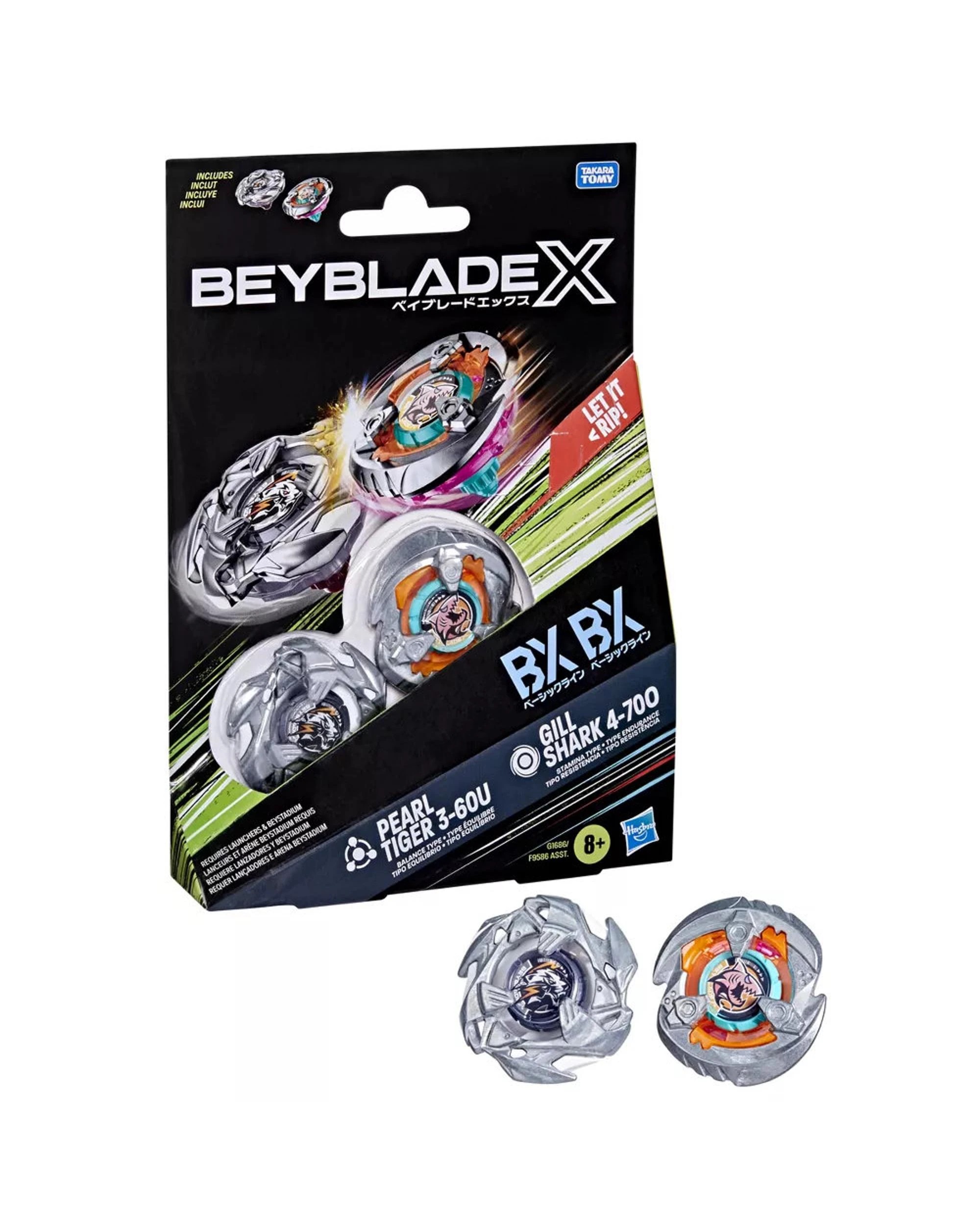 1 Beyblade X Gill Shark 4-70O and Pearl Tiger 3-60U Dual Pack, 1 of 5