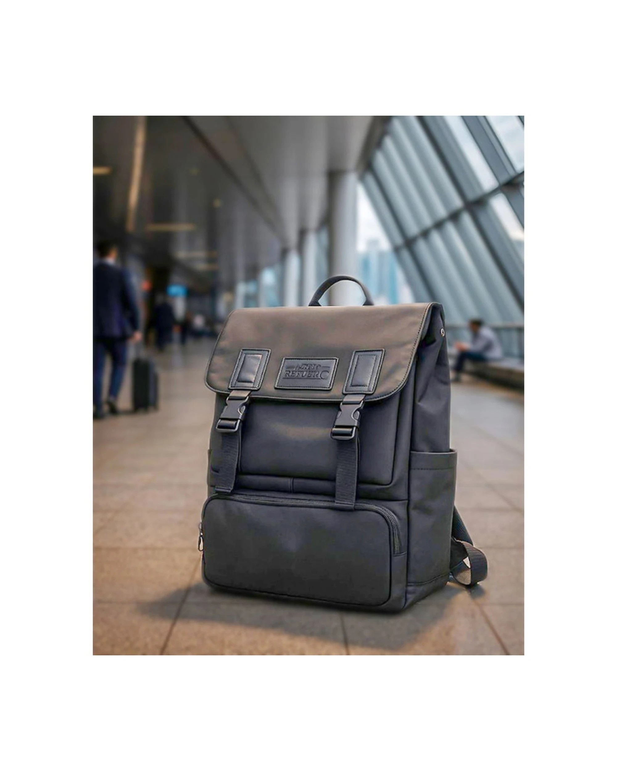 6 Mens Republic Urban Backpack Office Airport Weekend Gift Nylon Bag - Black, 6 of 6