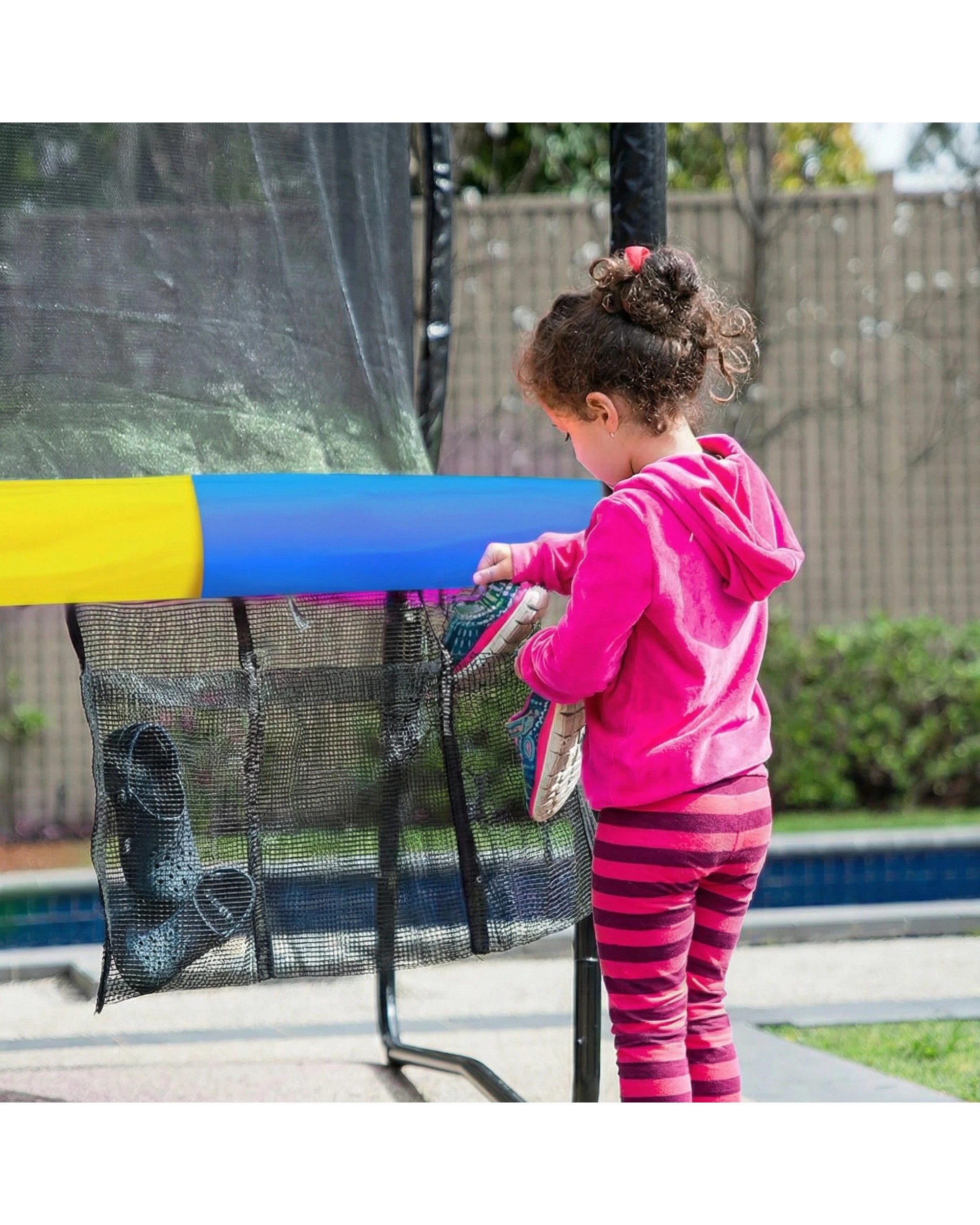 6 Kahuna 16ft Trampoline with Safety Pad, Basketball Set and Roof in Rainbow - Assorted, 6 of 10