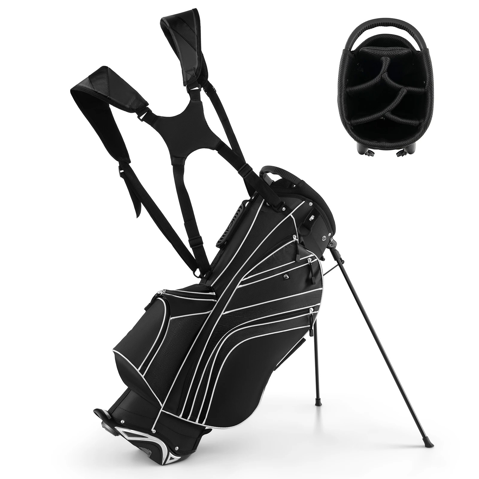 1 Costway Golf Stand Cart Bag w/6 Way Divider Carry Organizer Pockets Storage - Black, 1 of 1