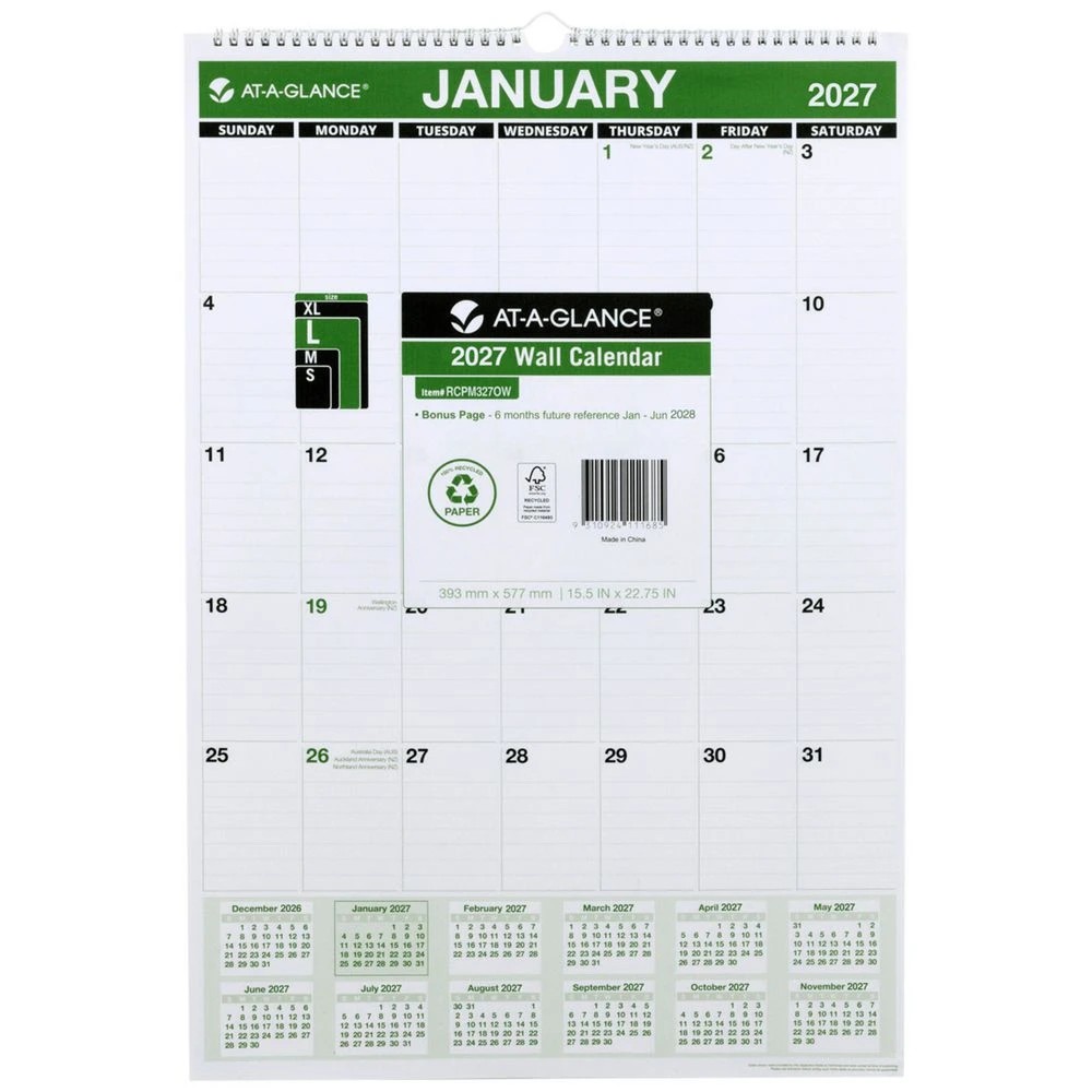 3 At-a-Glance 2027 Monthly Wall Calendar 394x578mm, 3 of 3