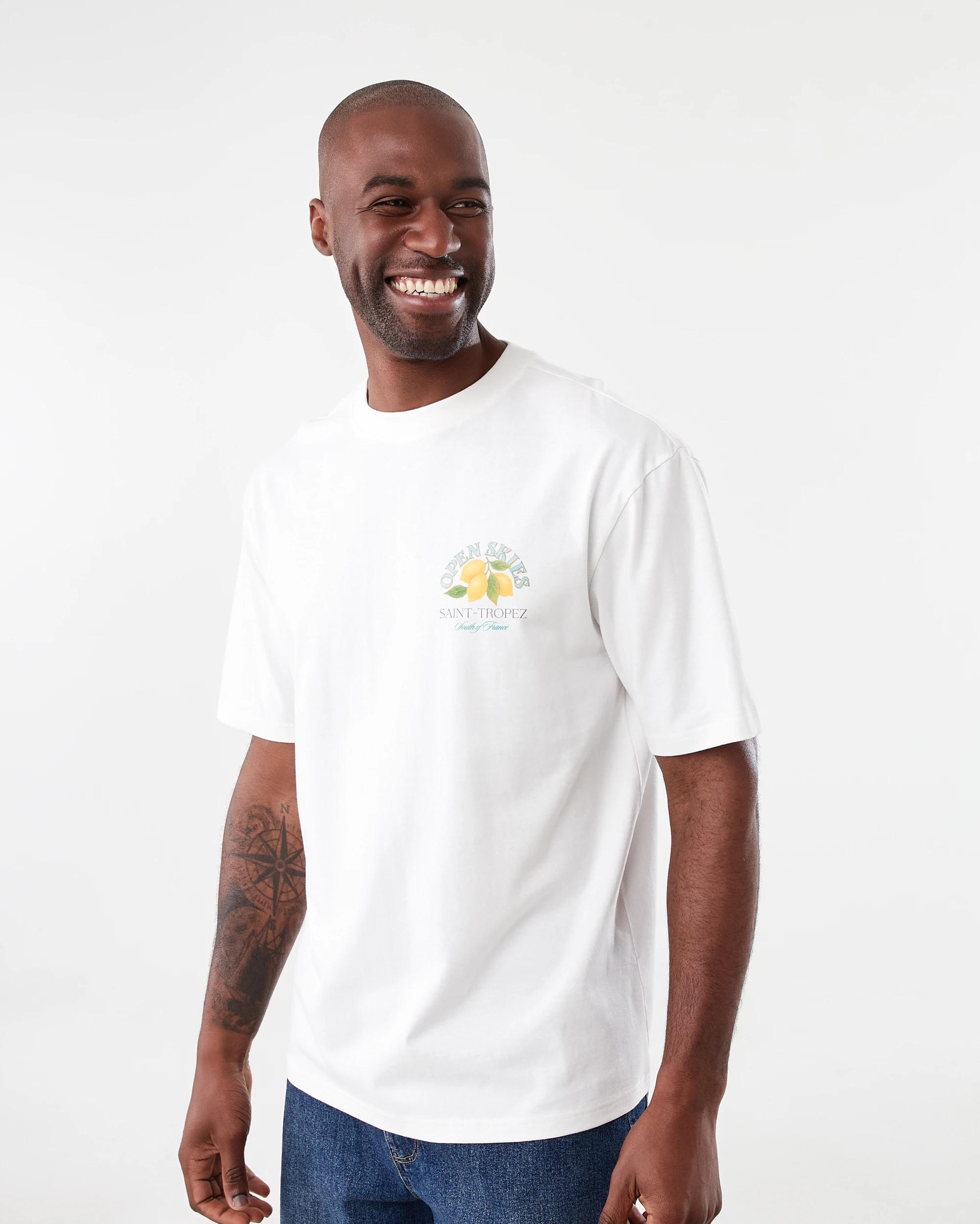 2 Oversized Print T-shirt Wht Skies, 2 of 7