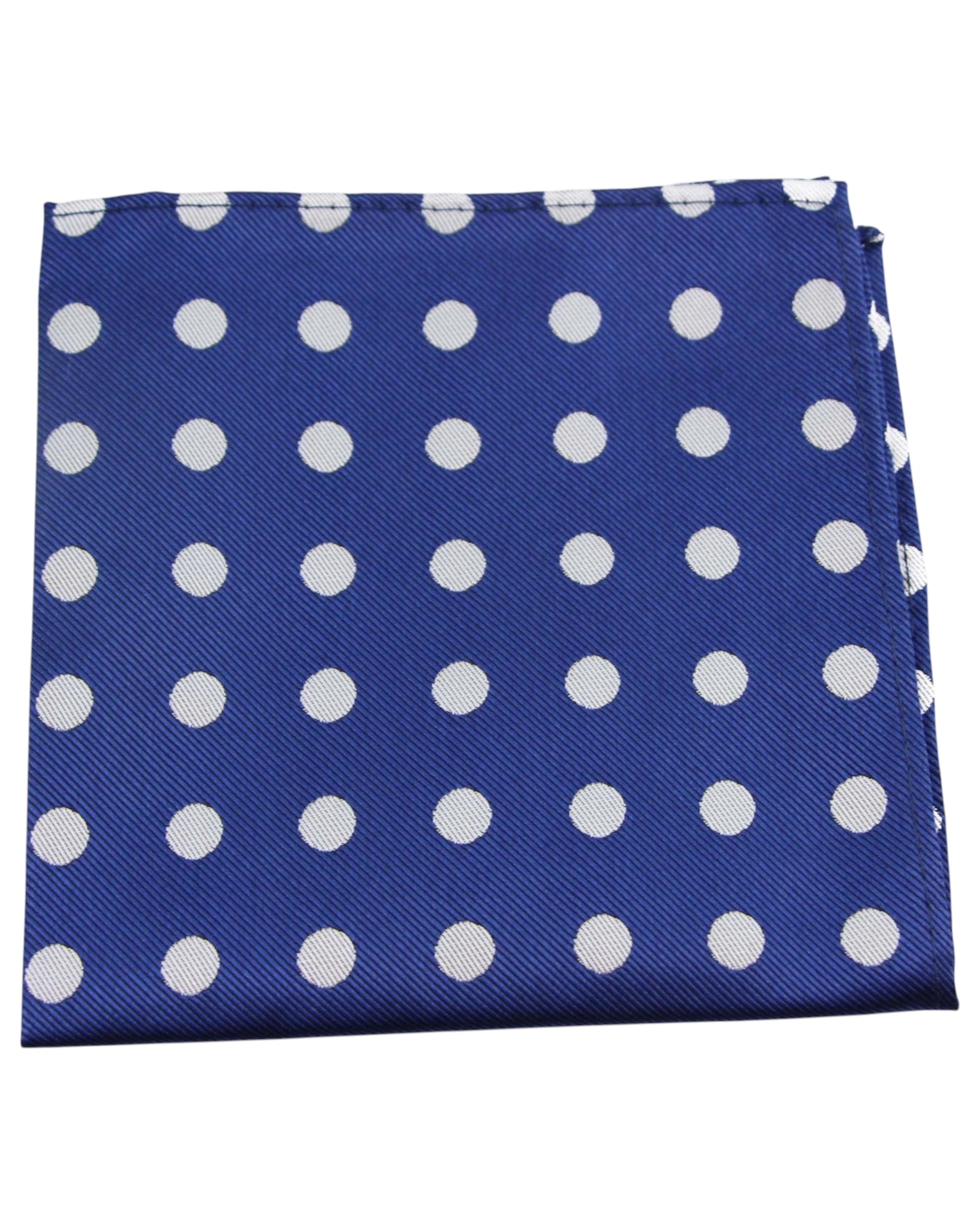 1 Zasel Mens Navy & Silver Large Polka Dot Silk Pocket Square - Multi - Multi, 1 of 3