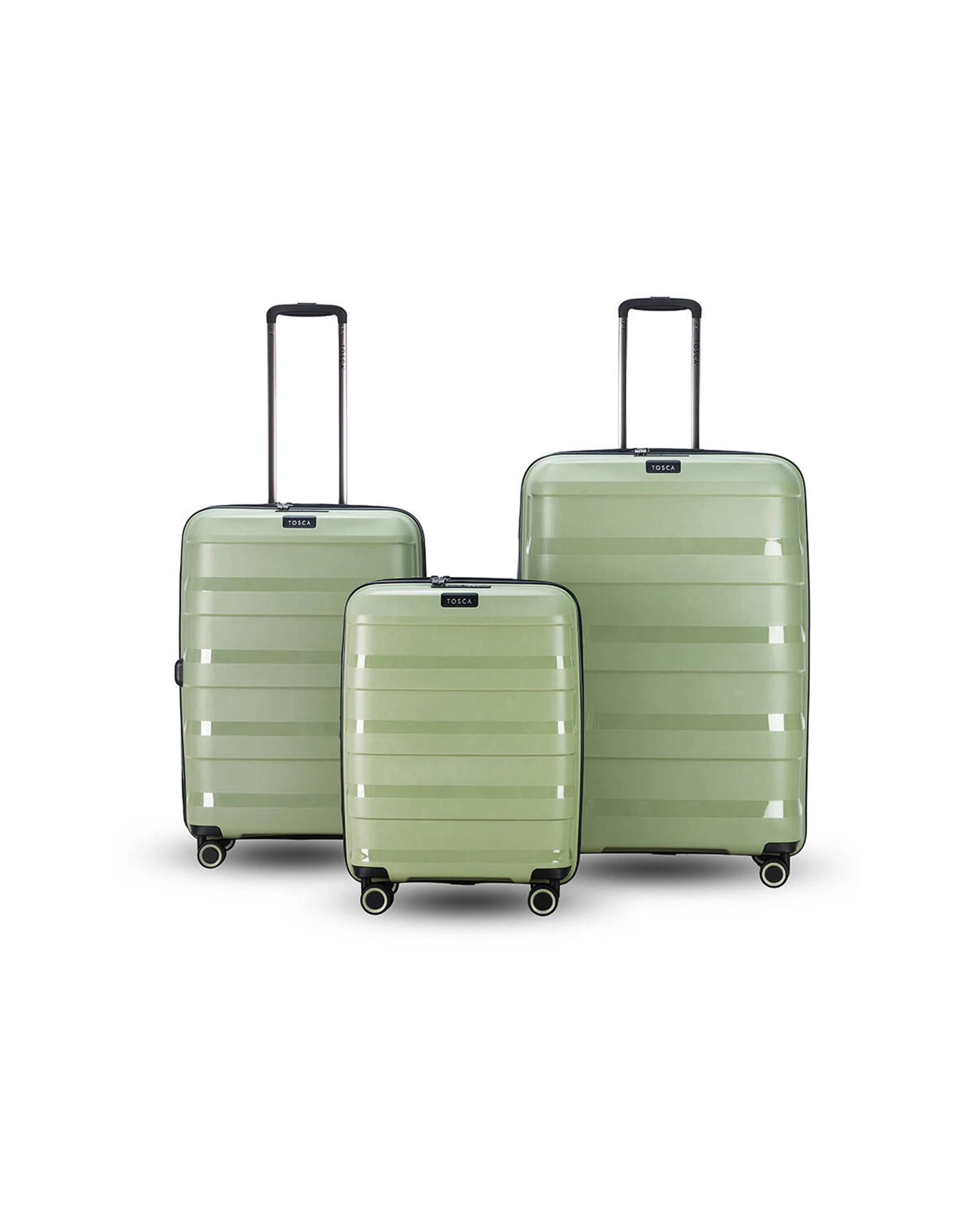 1 Tosca 3Pc Comet Pp Hard Shell Luggage/Suitcase Set - Green, 1 of 5