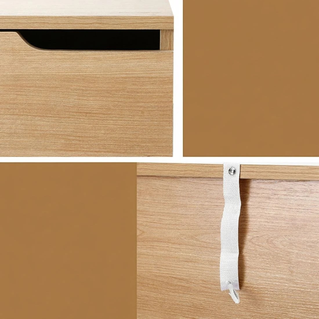 5 Artiss Bedside Table 2 Drawers Nightstand - Natural, 5 of 8