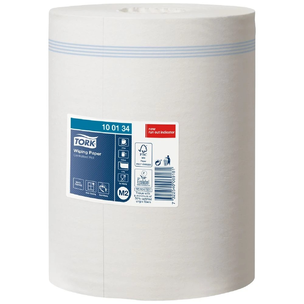 1 Tork M2 Wiping Paper Centrefeed Roll, 1 of 2