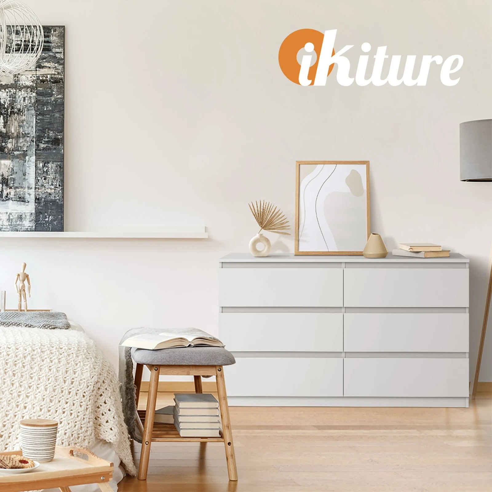 4 Oikiture 6 Chest of Drawers Lowboy Storage Cabinet Dresser Table - White, 4 of 9