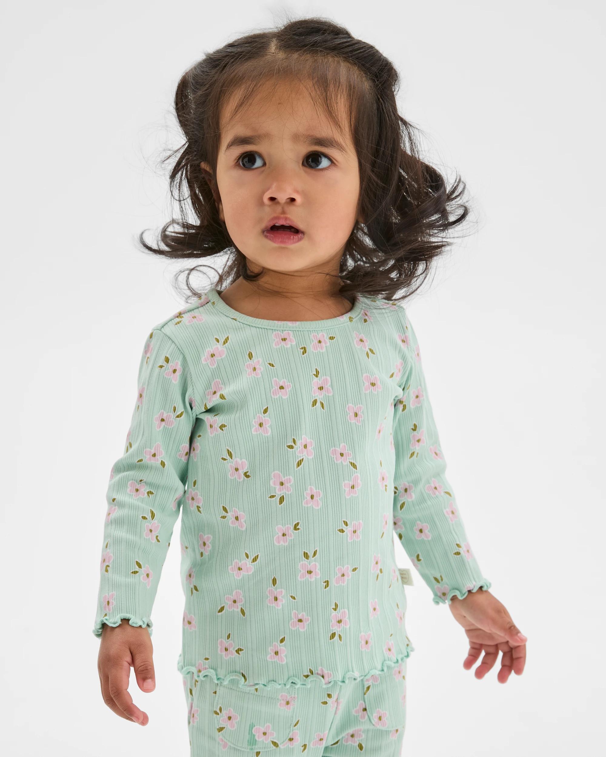 2 Target Baby Organic Cotton Long Sleeve Rib T-Shirt DAISY GOSSAMER GREEN, 2 of 5