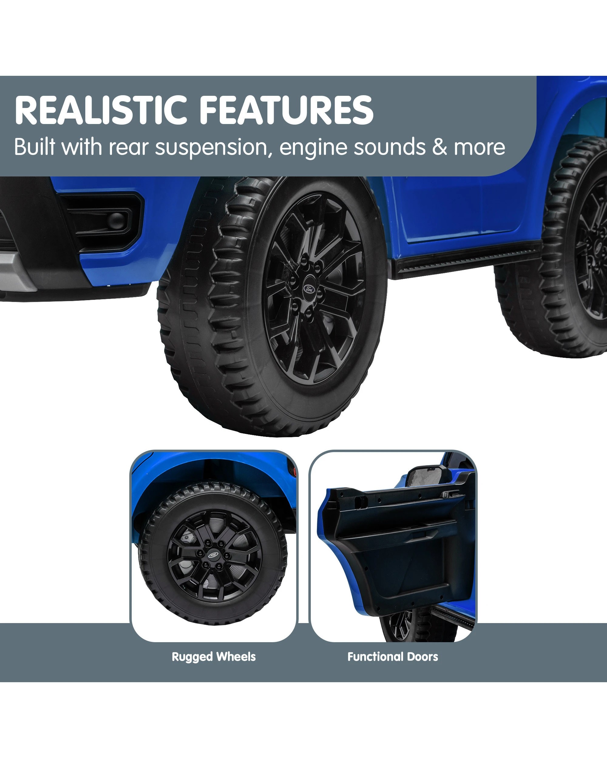 6 Kahuna Ford Ranger Electric Kids Ride On Car in Blue, 6 of 10