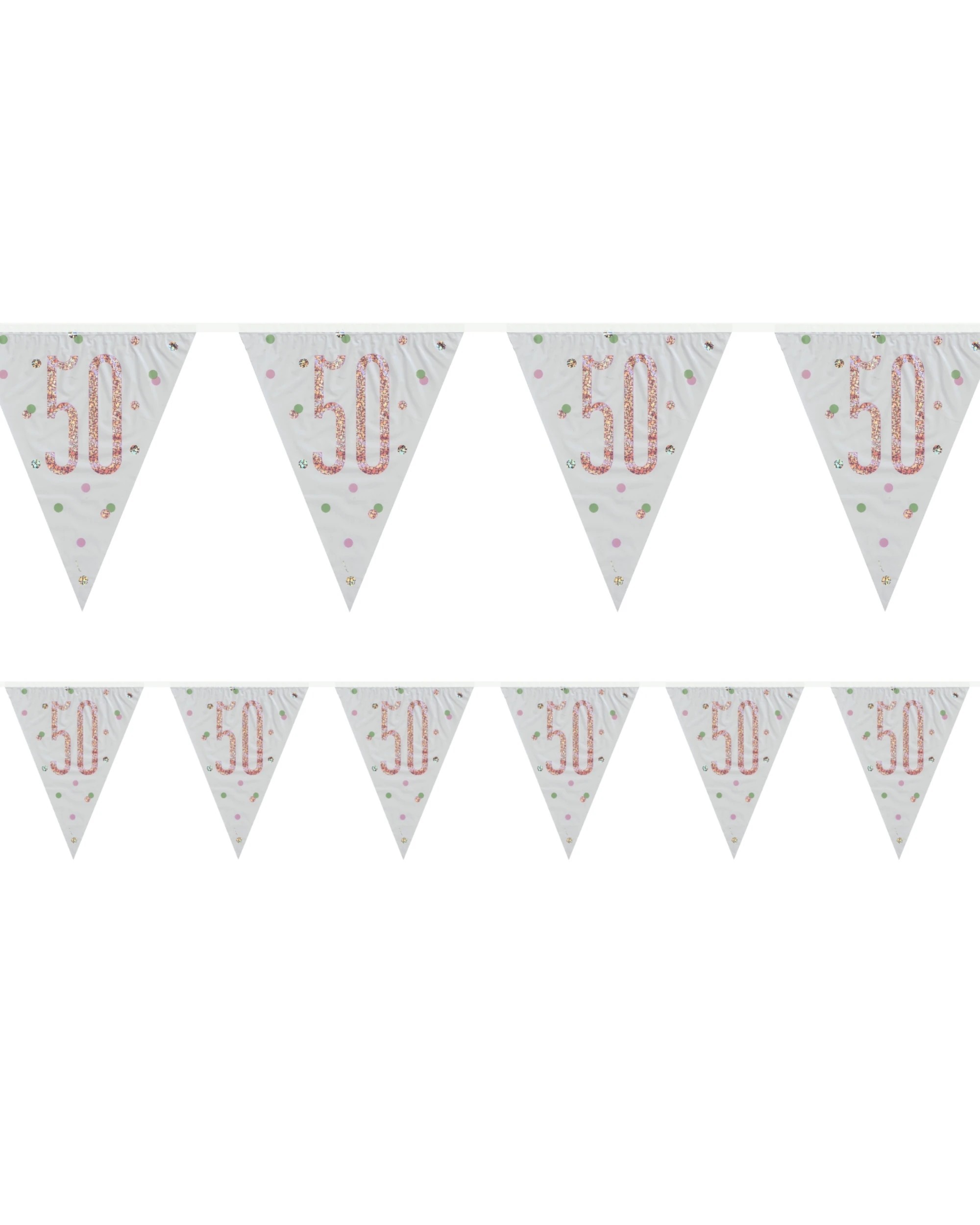 1 Unique Rose Prismatic 50th Birthday Flag Banner 2.74m - Gold, 1 of 3