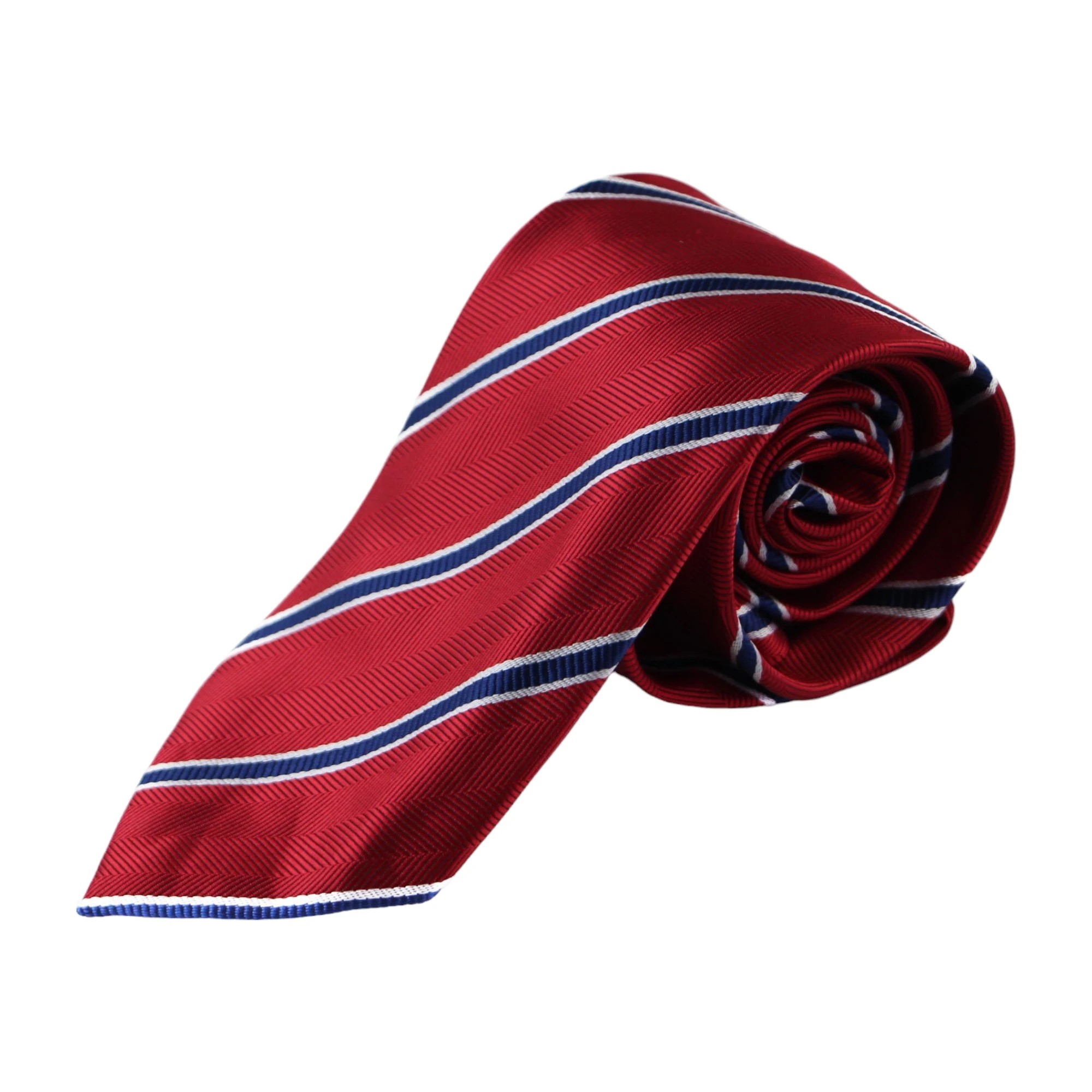 3 Zasel Mens Dark Red & Navy Striped Patterned 8cm Neck Tie - Multi, 3 of 3
