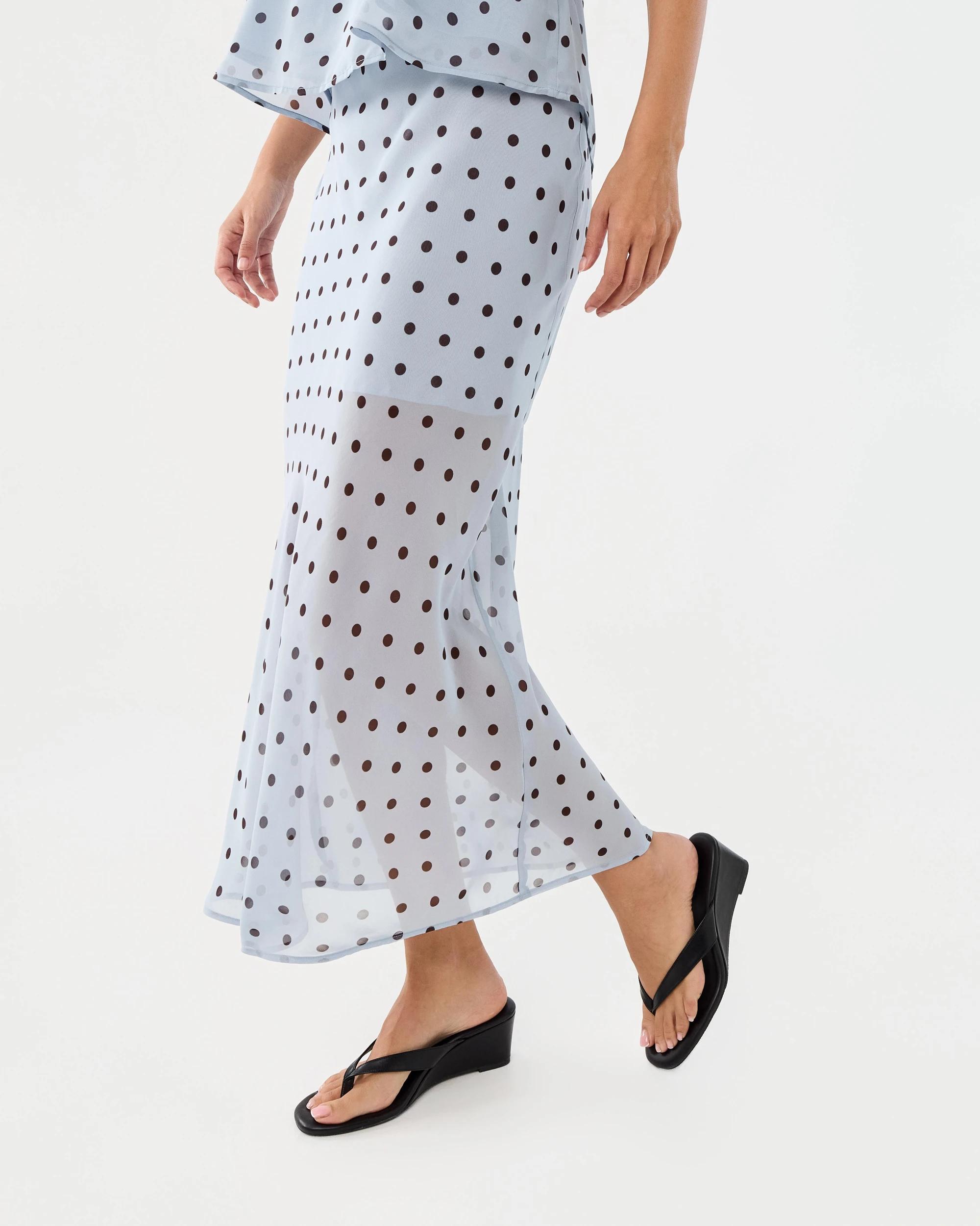 7 Chiffon Maxi Skirt Blue Spot, 7 of 7
