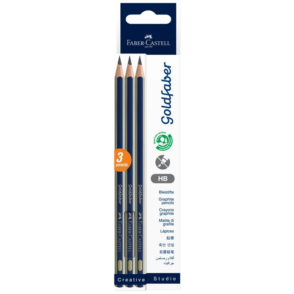 1 Faber-Castell Goldfaber Graphite Pencils HB 3 Pack, 1 of 4
