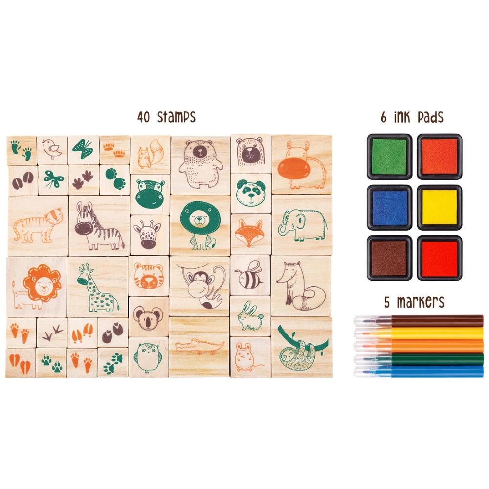 3 Wooden Stamp Set  51 Piece Animal Adventure, 3 of 4