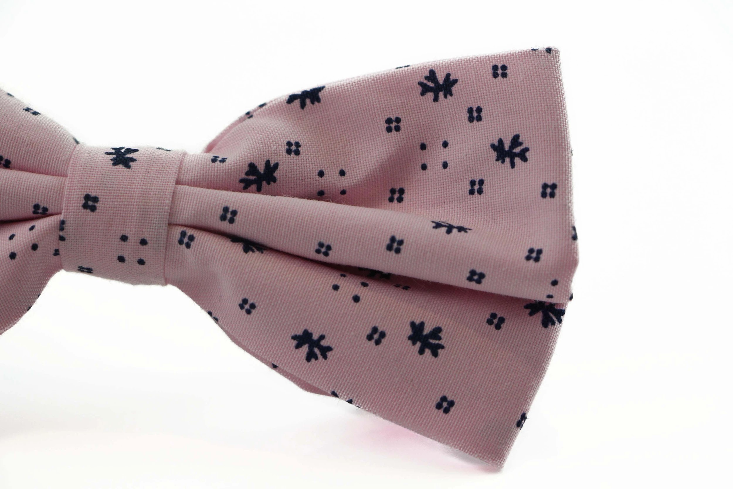 3 Zasel Mens Light Pink Preppy Leaf & Dots Patterned Cotton Bow Tie - Multi, 3 of 4